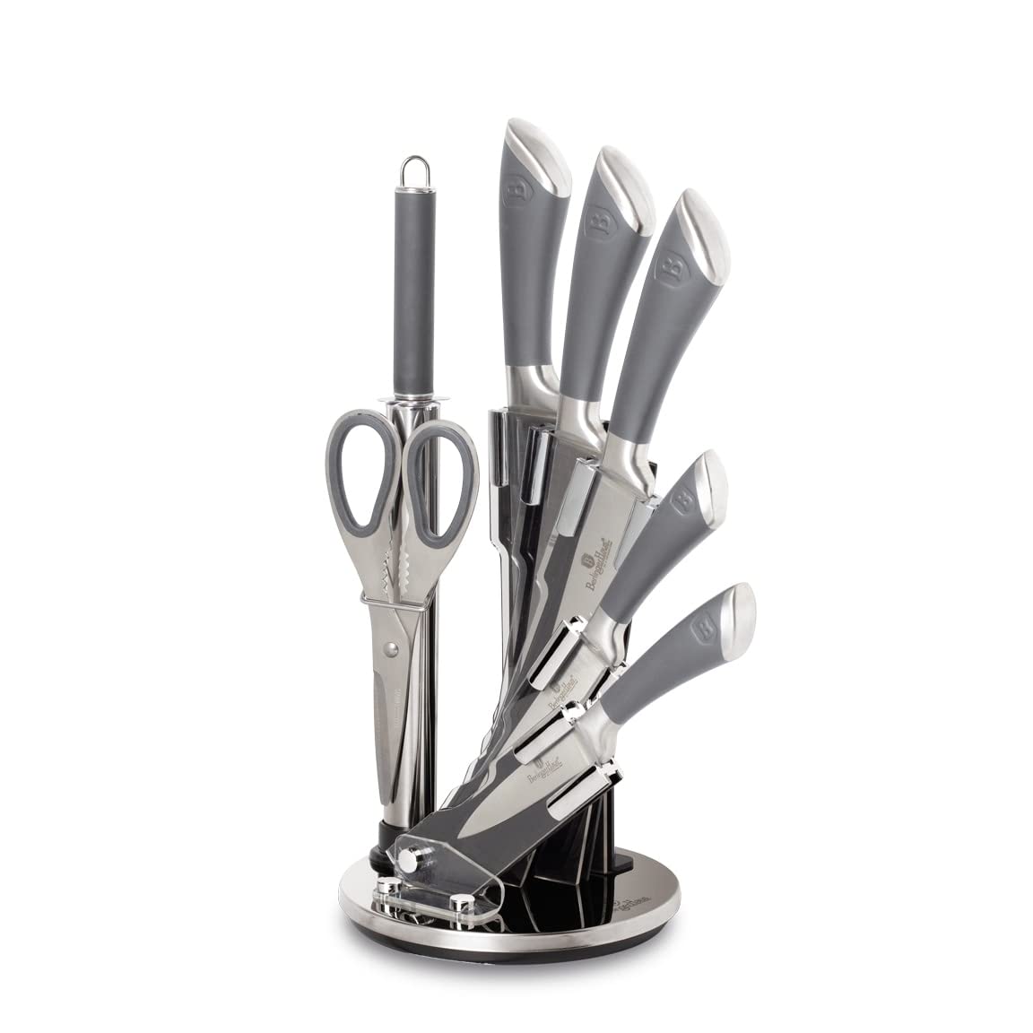 Premium 8-Piece Stainless Steel Knife Set with Acrylic Stand - Dishwasher Safe Kitchen Cutlery for Professional Chefs & Home Cooking - Perfect for Meat Cutting, Vegetable Chopping & Food Preparation