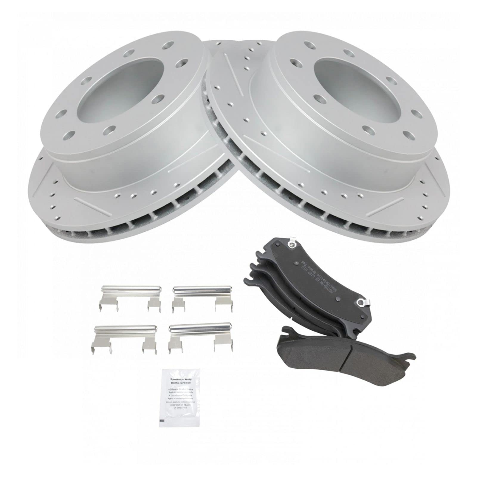 High-Performance Drilled & Slotted Brake Rotor Pad Set for Chevy Silverado 1500/2500/3500 - Enhanced Stopping Power for Towing & Off-Road Adventures