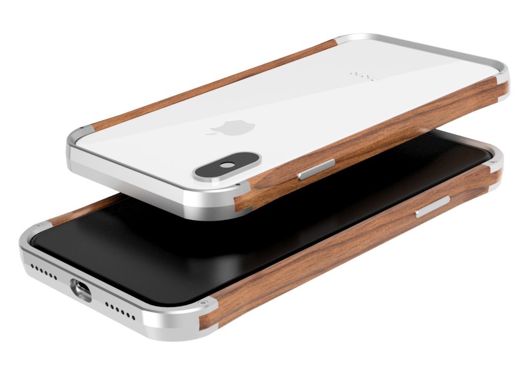 VESEL Wood & Aluminum iPhone X/XS Case - Frozen Silver/Walnut | Premium Protective Cover for iPhone X/XS | Perfect for Outdoor, Travel & Everyday Use