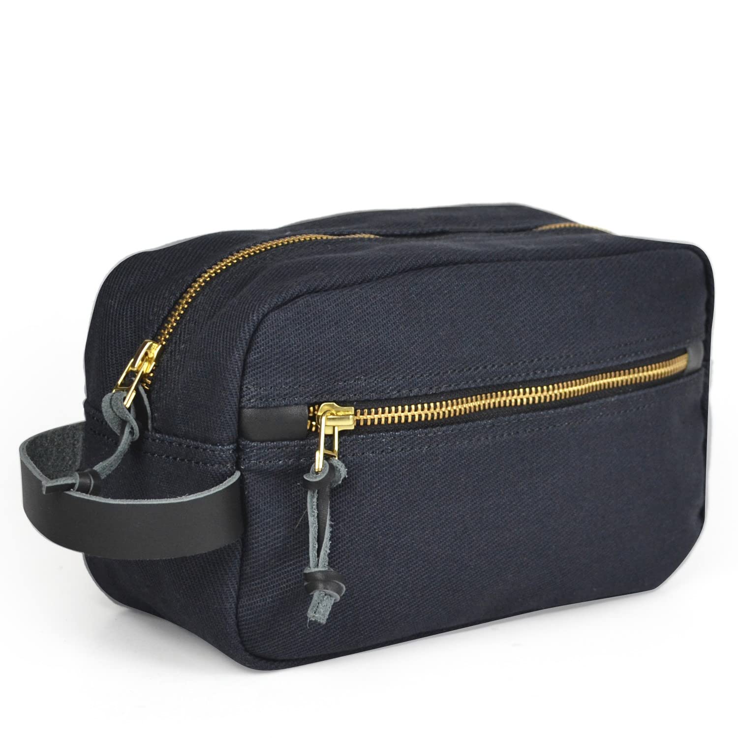 IRONSTEN Men's Travel Toiletry Bag - Waterproof Dopp Kit for Shaving & Toiletries Organizer | Compact Travel Size Twill Canvas Toiletry Pouch for Men | Perfect for Camping, Gym & Business Trips