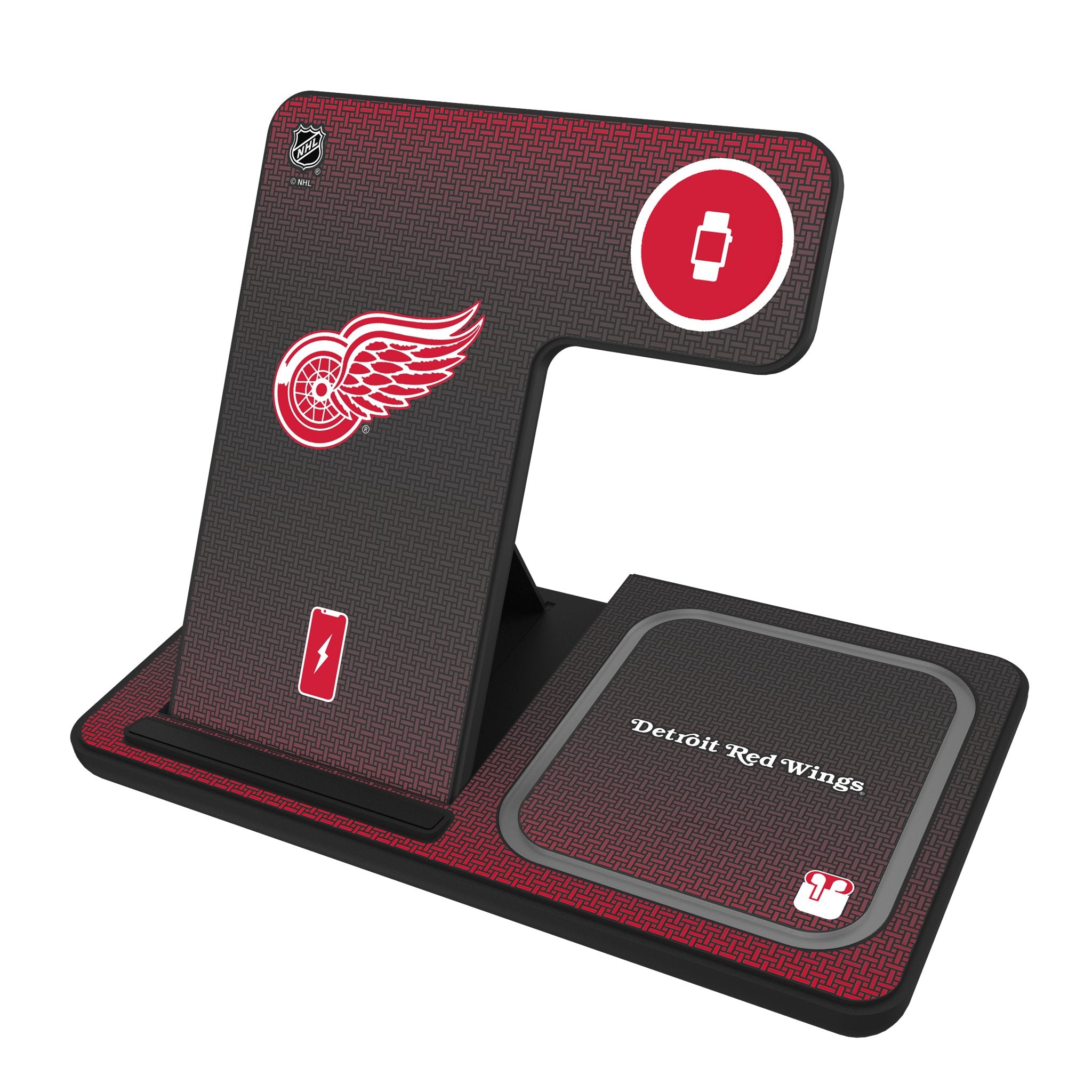 Detroit Red Wings 3-in-1 Wireless Charging Station for iPhone, Android & AirPods - Fast Charger for Bedroom, Office & Travel