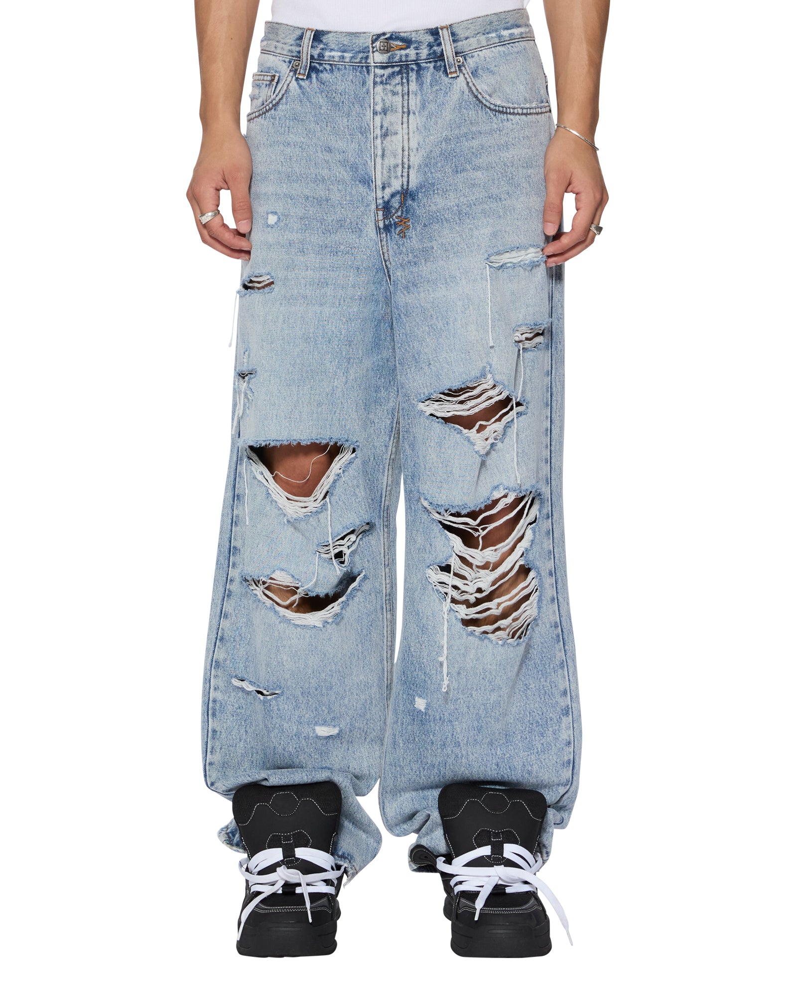MAXX BUNKER BLUE TRASHED - Premium Distressed Denim Jeans for Men | Trendy Ripped & Faded Style | Perfect for Casual Wear, Street Fashion & Night Out