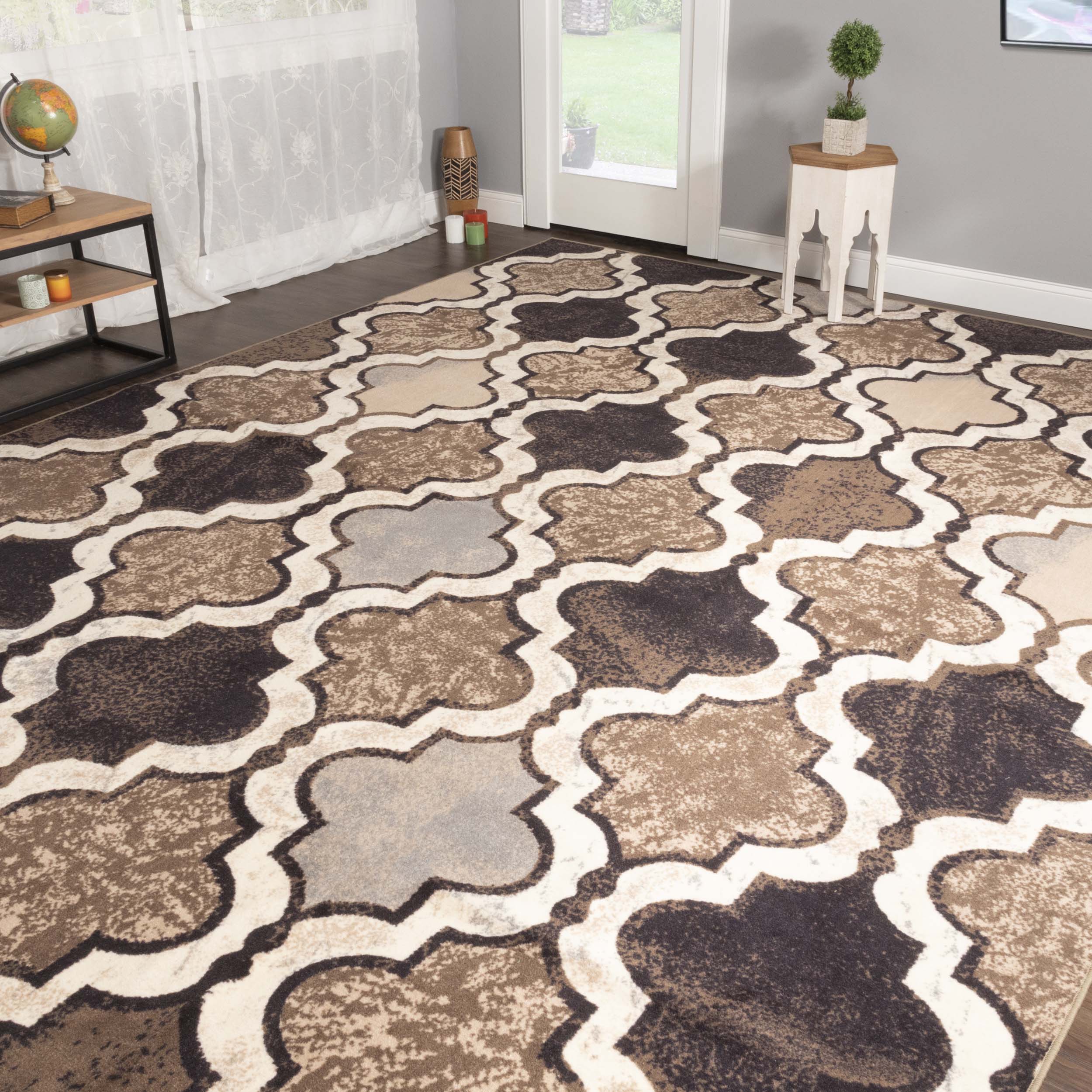 Viking Contemporary Geometric Trellis Non-Slip Indoor Area Rug - Soft Modern Floor Carpet for Living Room, Bedroom, Nursery & Home Decor