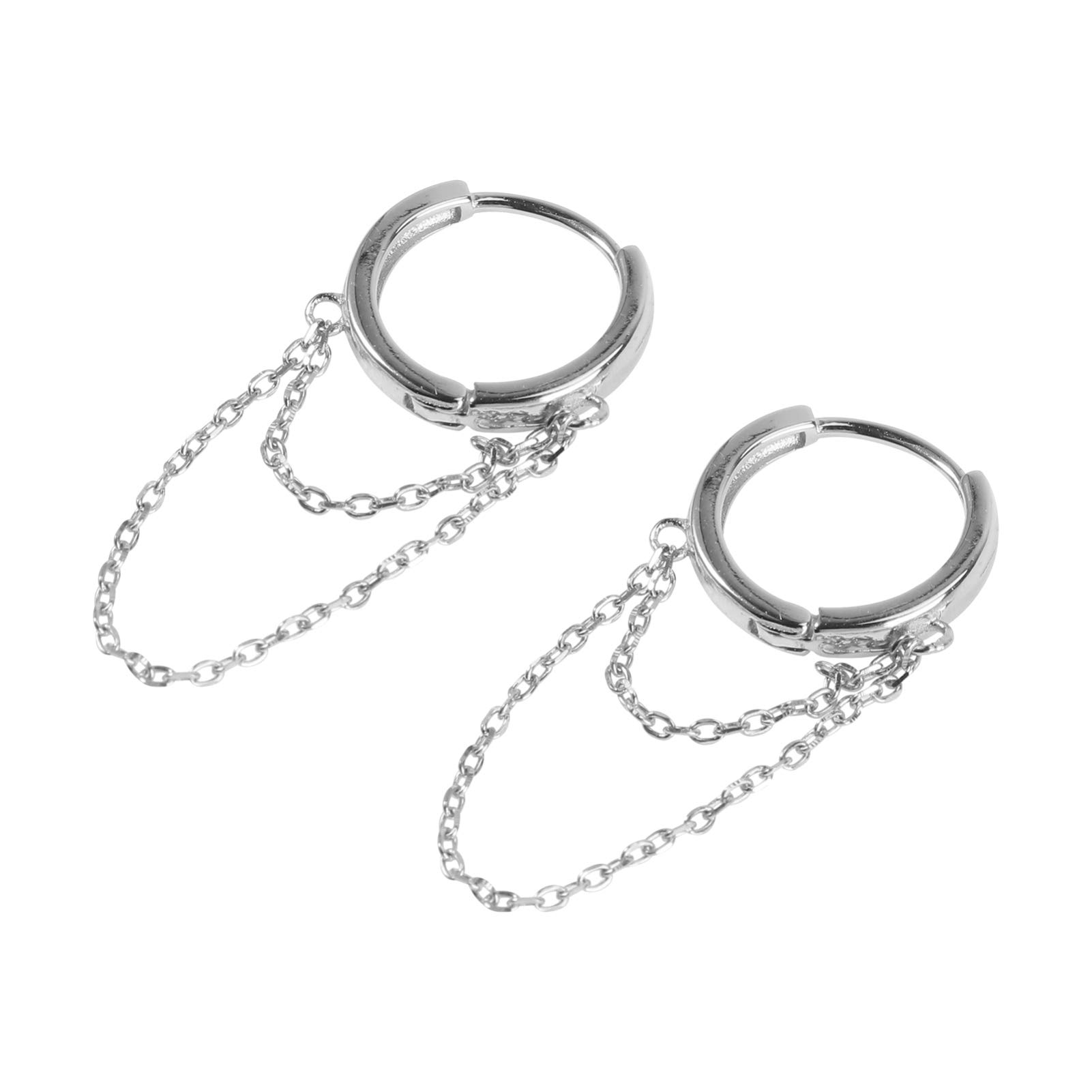 1 Pair Elegant Tassel Chain Drop Dangle Earrings - Small Hoop Huggie Hinged Pendant Earrings for Helix, Cartilage, Tragus & Daith Piercing - Trendy Cuff Jewelry for Women & Girls (White) - Perfect for Parties, Date Nights & Everyday Wear