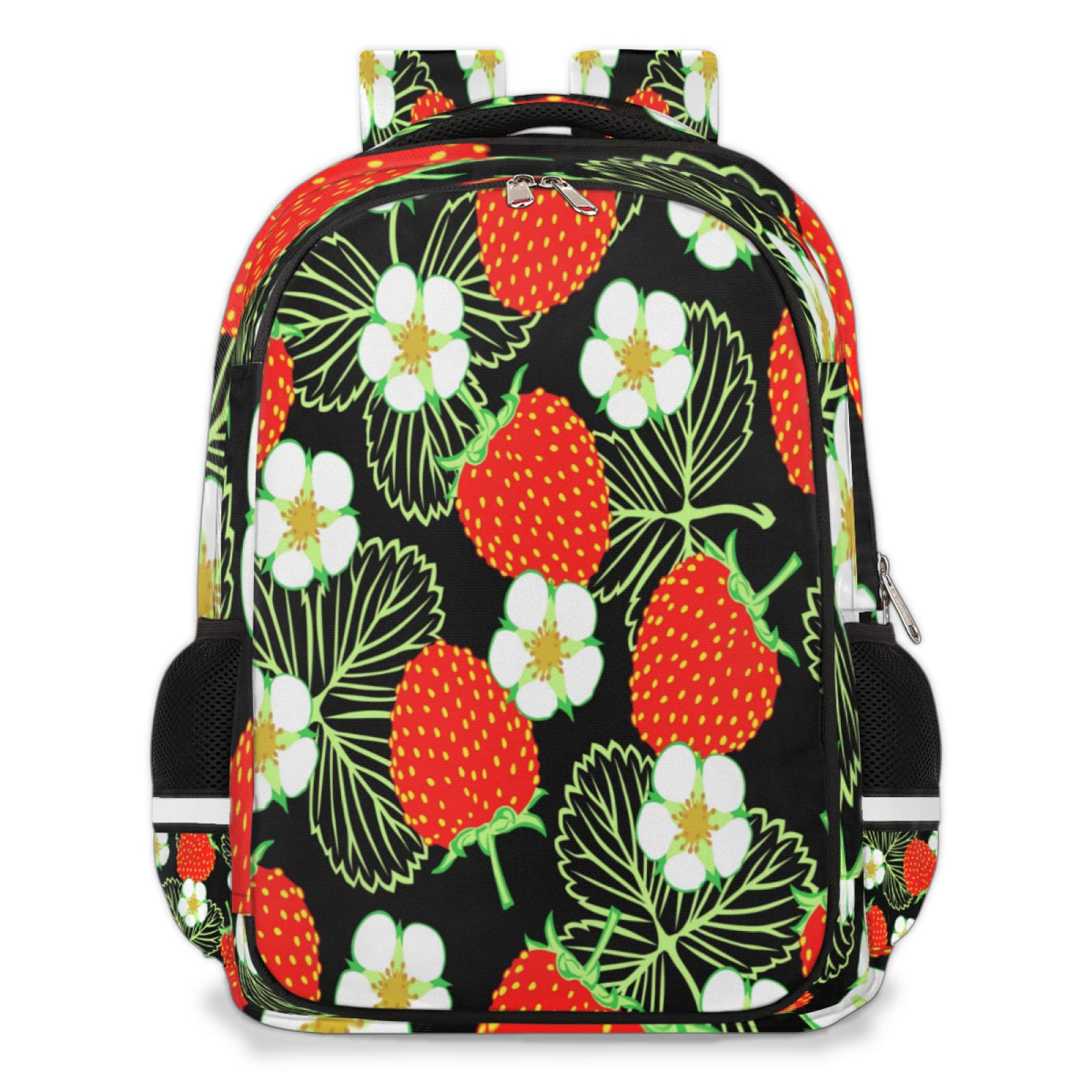 Strawberry Daisy Laptop Backpack - Lightweight Waterproof Travel & School Backpack with Multiple Pockets - Perfect for College, Work & Daily Commute