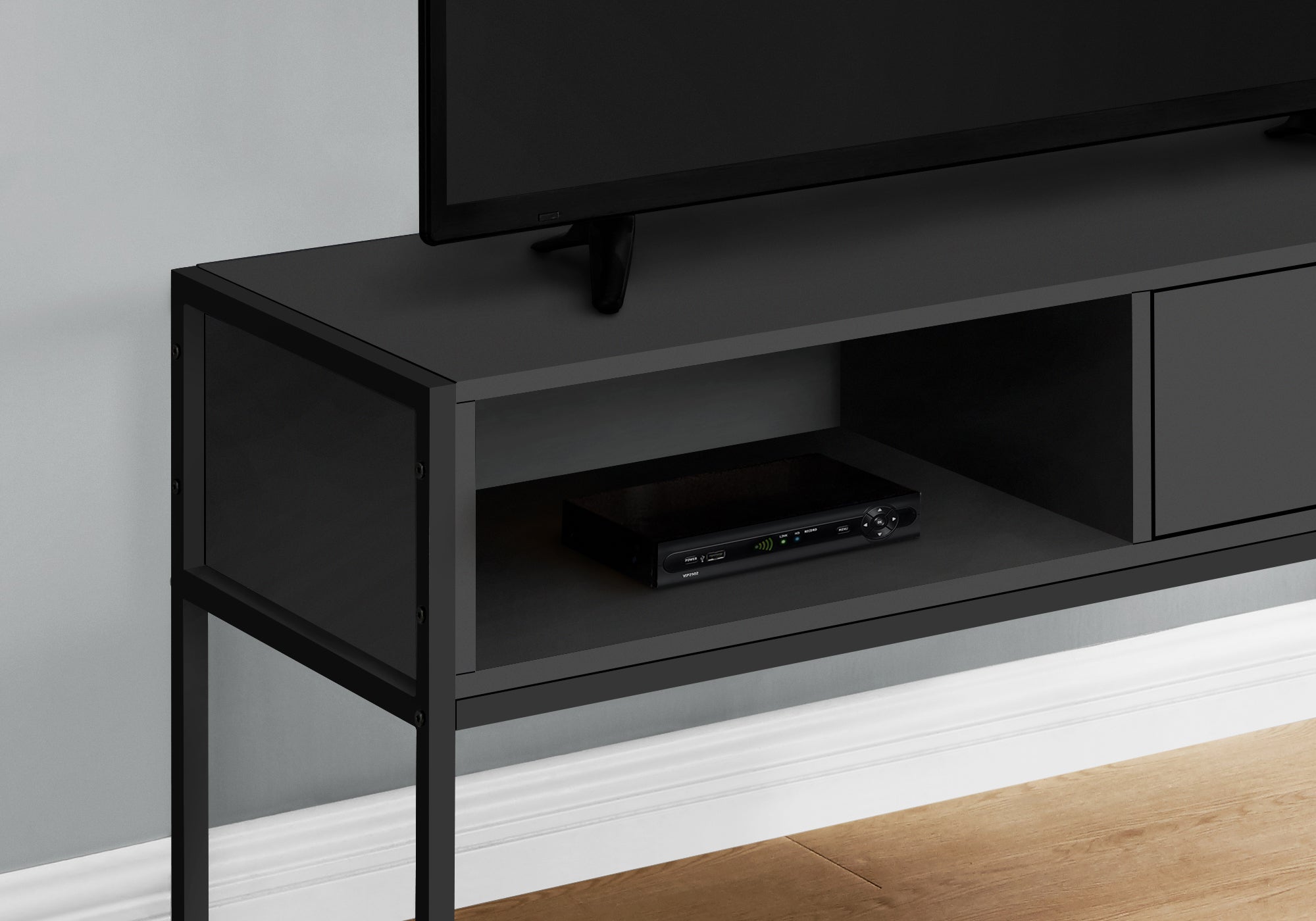 48-Inch Black TV Stand with Storage Shelf - Modern Entertainment Center for Living Room, Bedroom & Home Theater