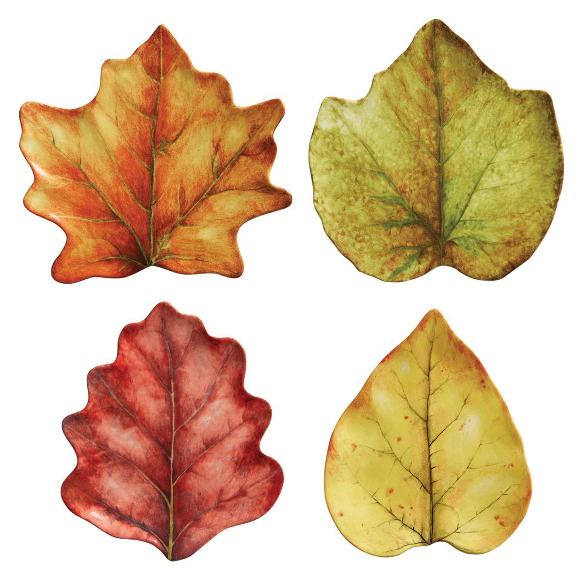 Juliska Forest Walk Leaf Cocktail Plate Set of 4 - Elegant Appetizer Dishes for Dinner Parties, Wedding Receptions & Holiday Entertaining