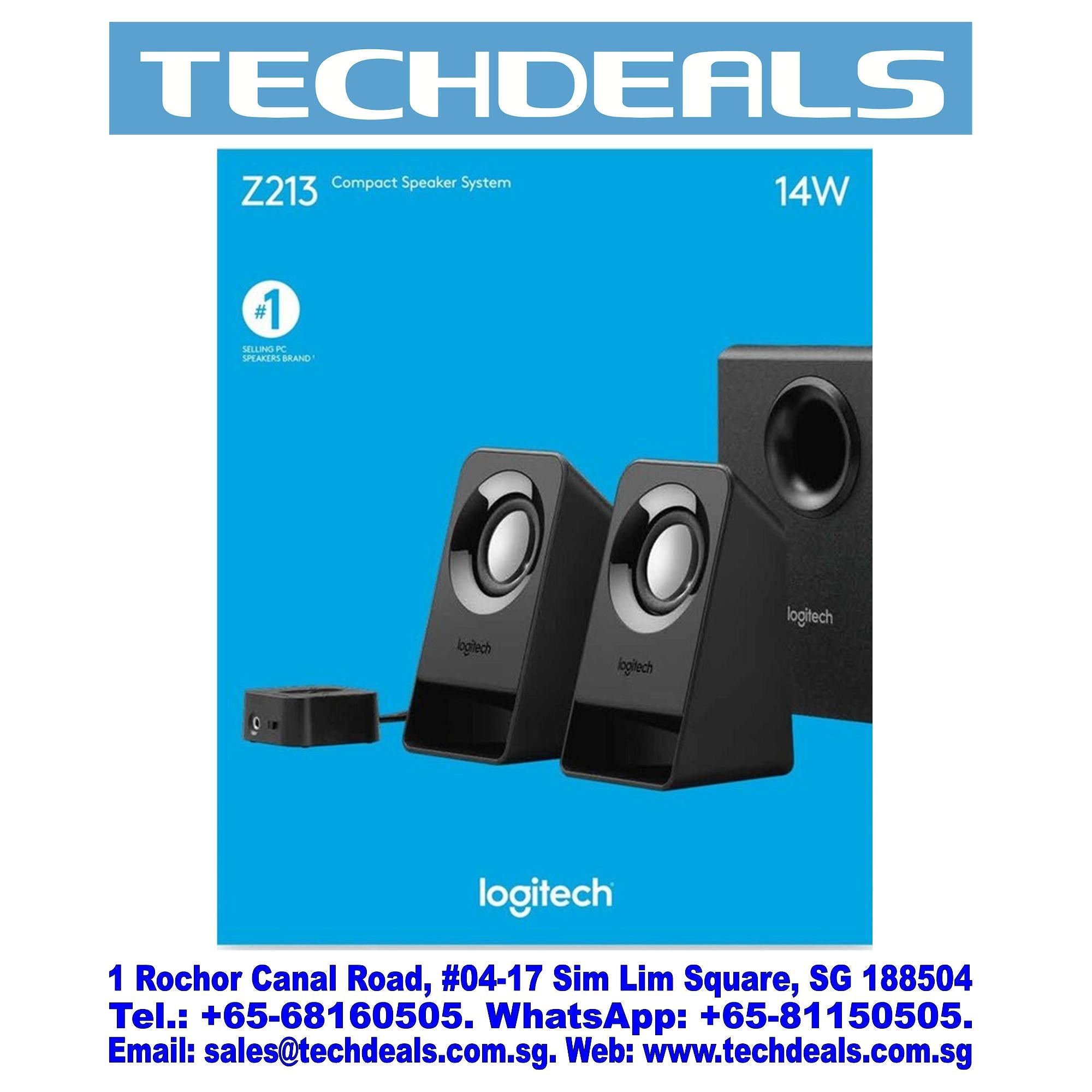 Logitech Z213 Compact 2.1 Computer Speakers with Subwoofer - 7W RMS Power, 1-Year Warranty - Perfect for Gaming, Home Office & Desktop PC Audio