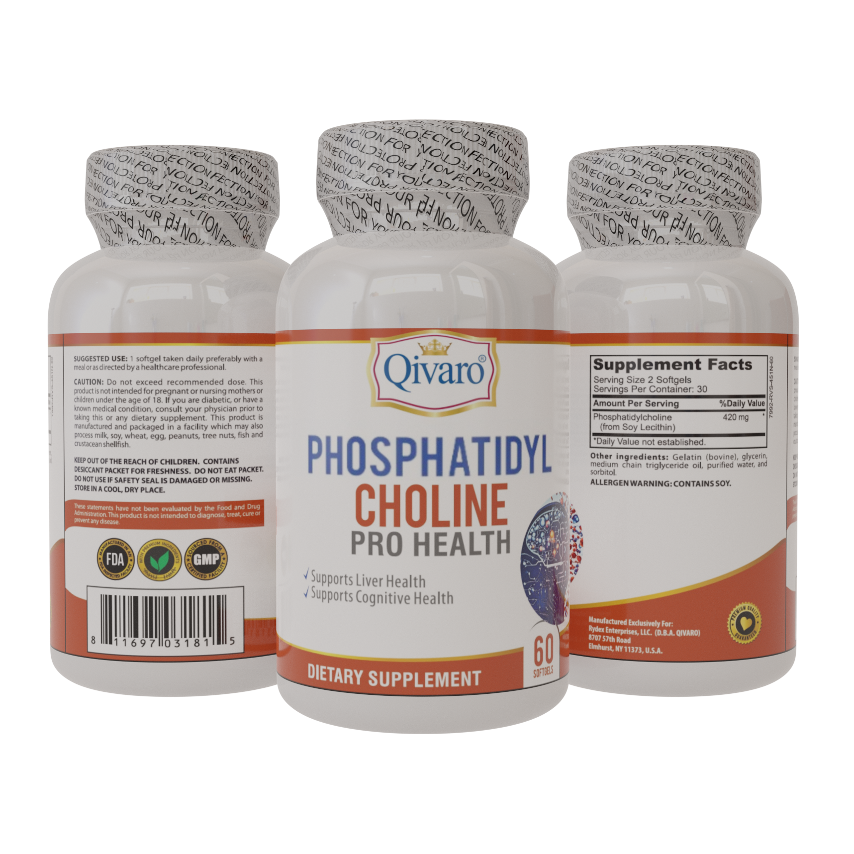 QIH703 Phosphatidyl Choline Softgels 60 Count - Supports Liver Health & Brain Function - Perfect for Daily Wellness & Cognitive Support