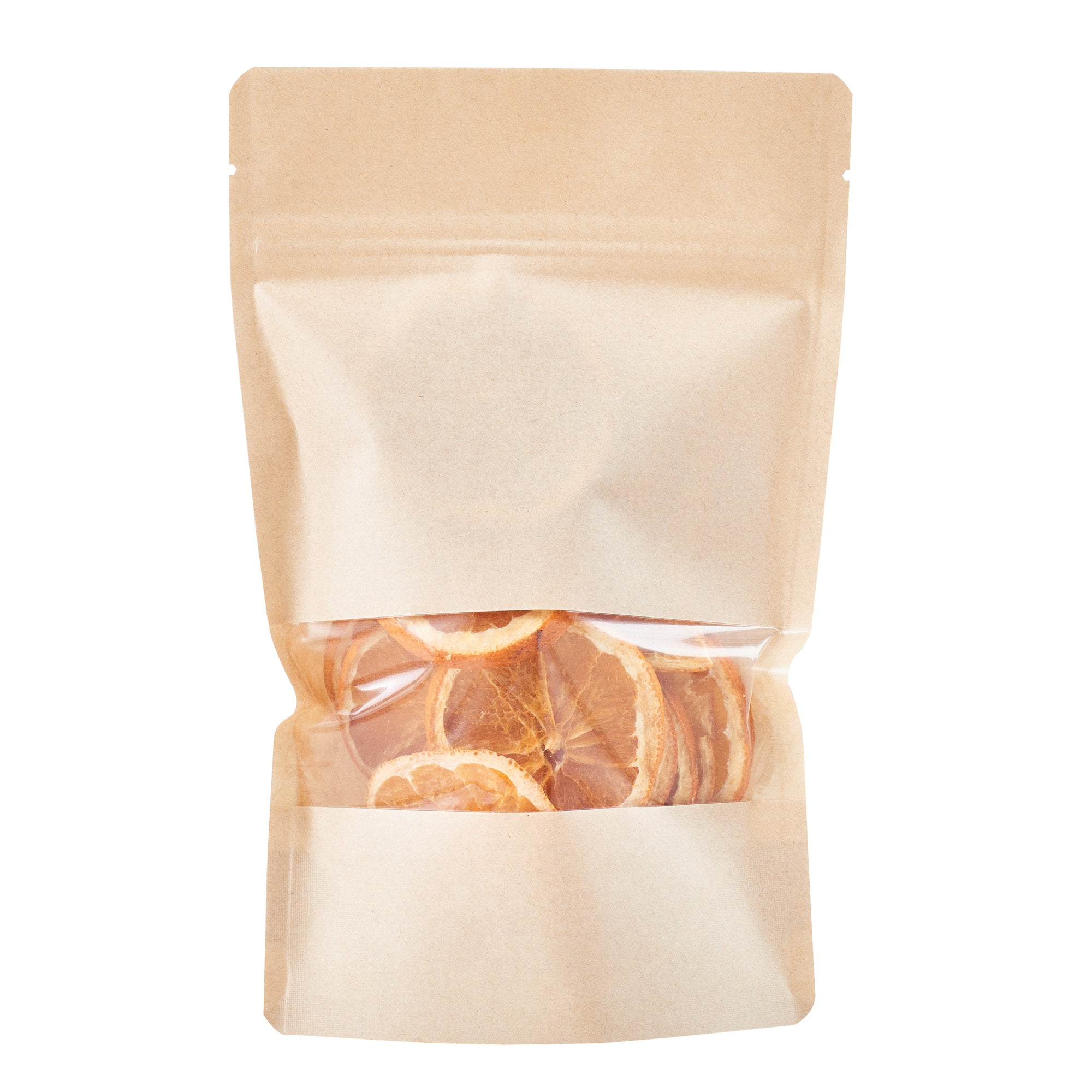 Kraft Plastic Medium Window Bags 8x5x1.75 Inches - Heat Sealable Food Storage Bags (100 Count) - Perfect for Bakery, Candy, Cookies & Small Business Packaging