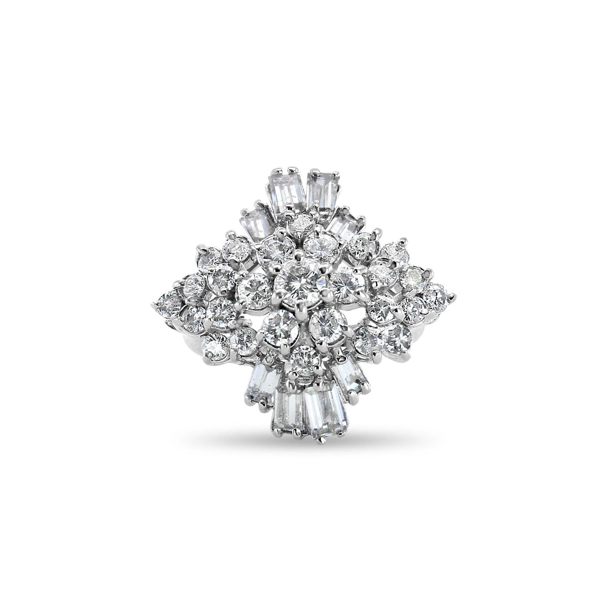 2 Carat Baguette Diamond Cocktail Ring in 14k White Gold - Elegant Evening Wear & Special Occasion Jewelry for Women
