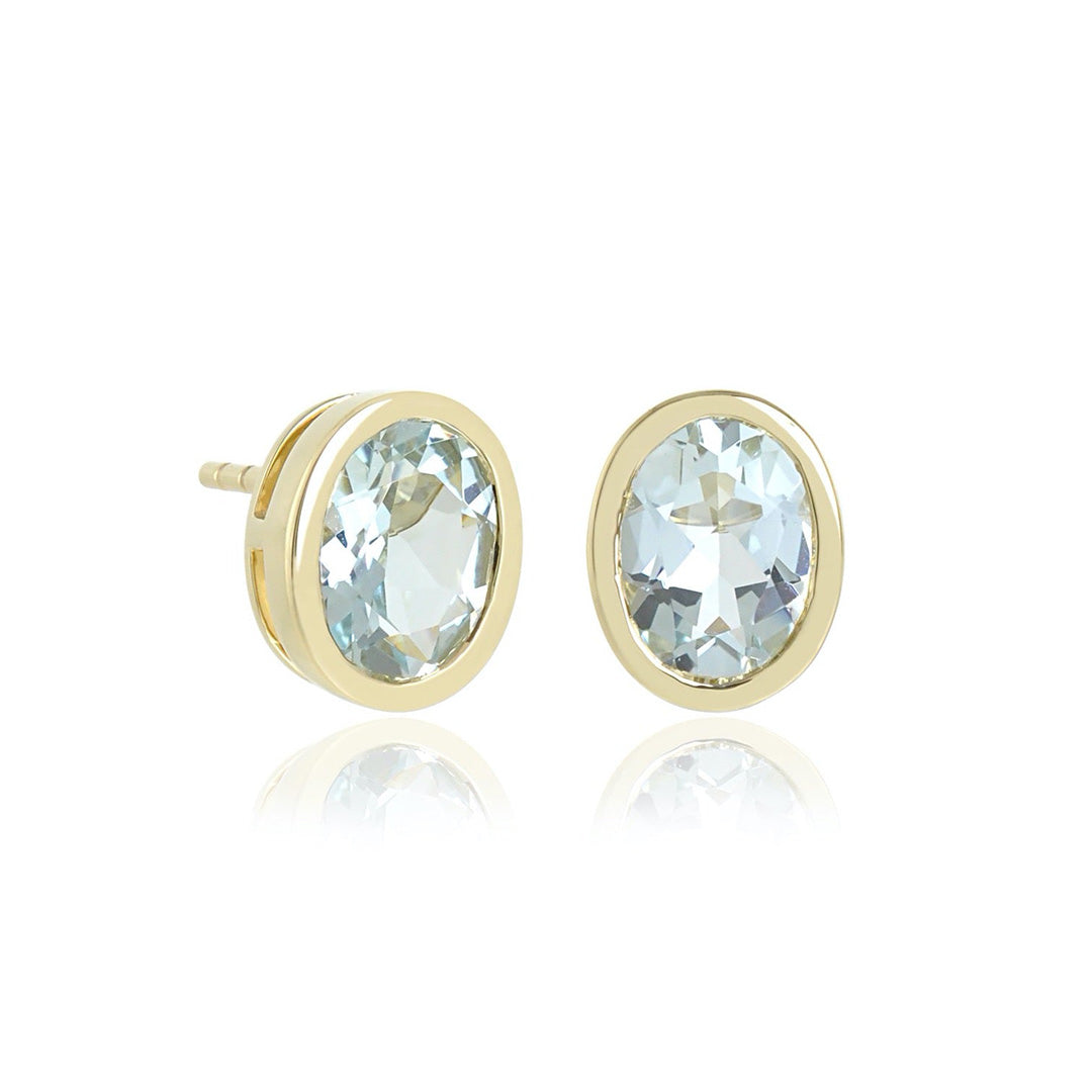 Joan Stud Earrings in Aquamarine - Genuine Gemstone Jewelry for Women - Perfect for Everyday Wear & Special Occasions