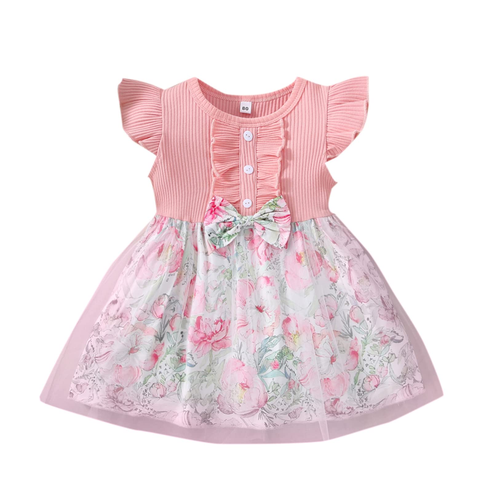 Baby Girl Summer Dress - Ruffle Sleeveless Ribbed Tops Floral Tutu Tulle Sundress | Perfect for Beach, Birthday Parties & Outdoor Play