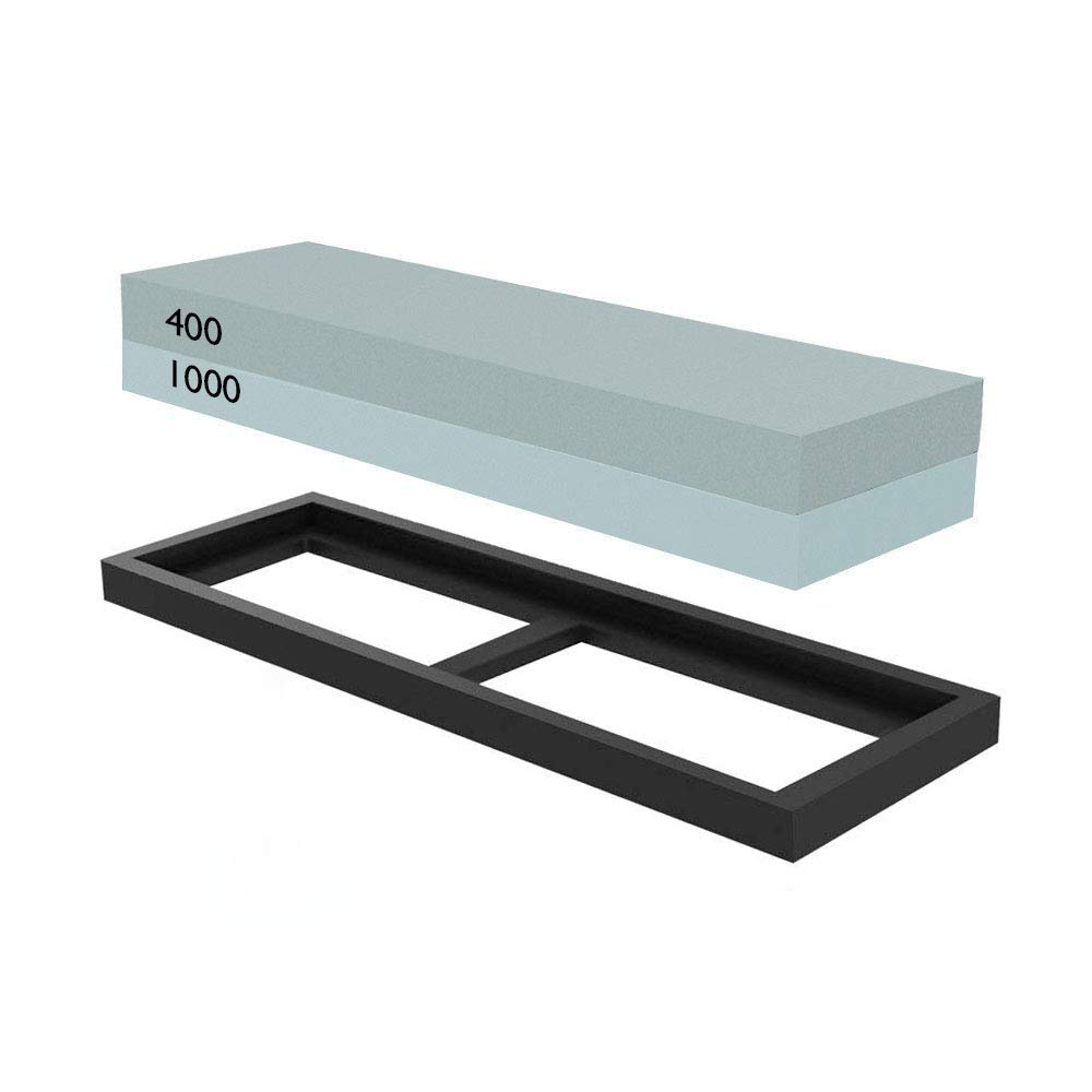 Dual-Sided Knife Sharpening Stone 400/1000 Grit with Non-Slip Base - Professional Sharpener for Kitchen Knives, Hunting Knives, Pocket Knives & Tools - Perfect for Home, Camping & Workshop Use