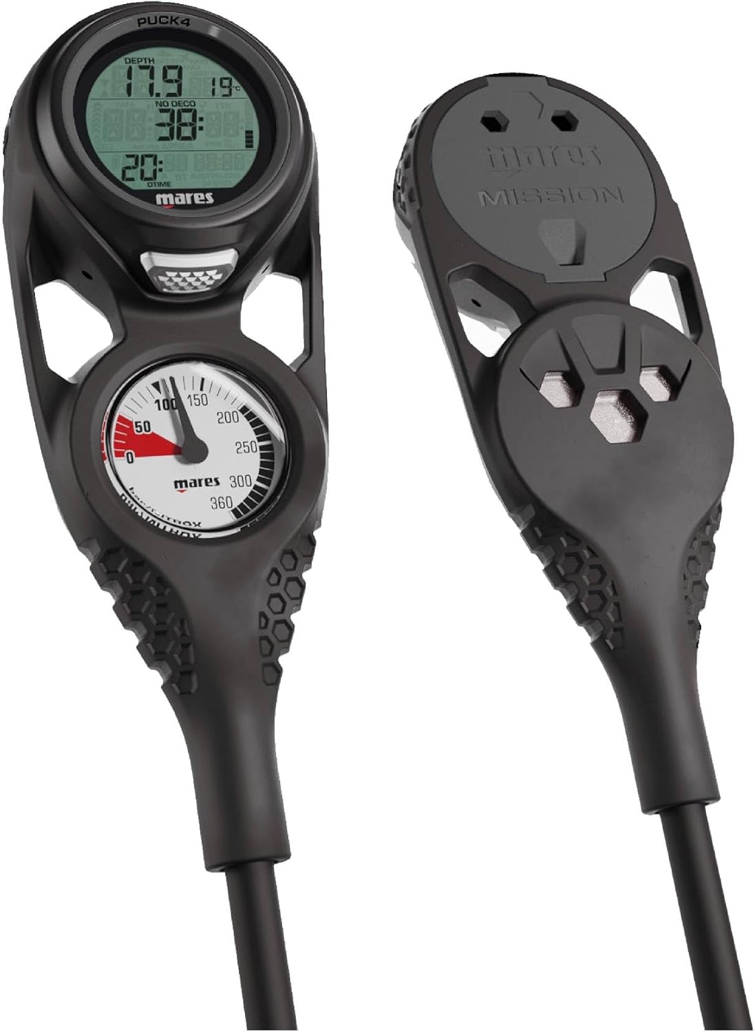 Mares Dive Console Puck 4 Mission 2 Black - Professional Scuba Diving Computer for Underwater Exploration, Ocean Adventures & Spearfishing