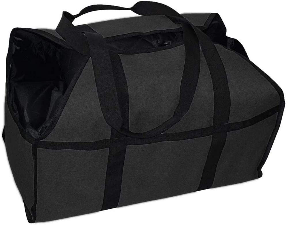 Heavy Duty Canvas Firewood Log Carrier Tote Bag with Durable Handle - Fireplace Wood Holder for Camping, Fireplace & Wood Stove Accessories - Perfect for Outdoor Adventures & Cozy Home Fires (Black)