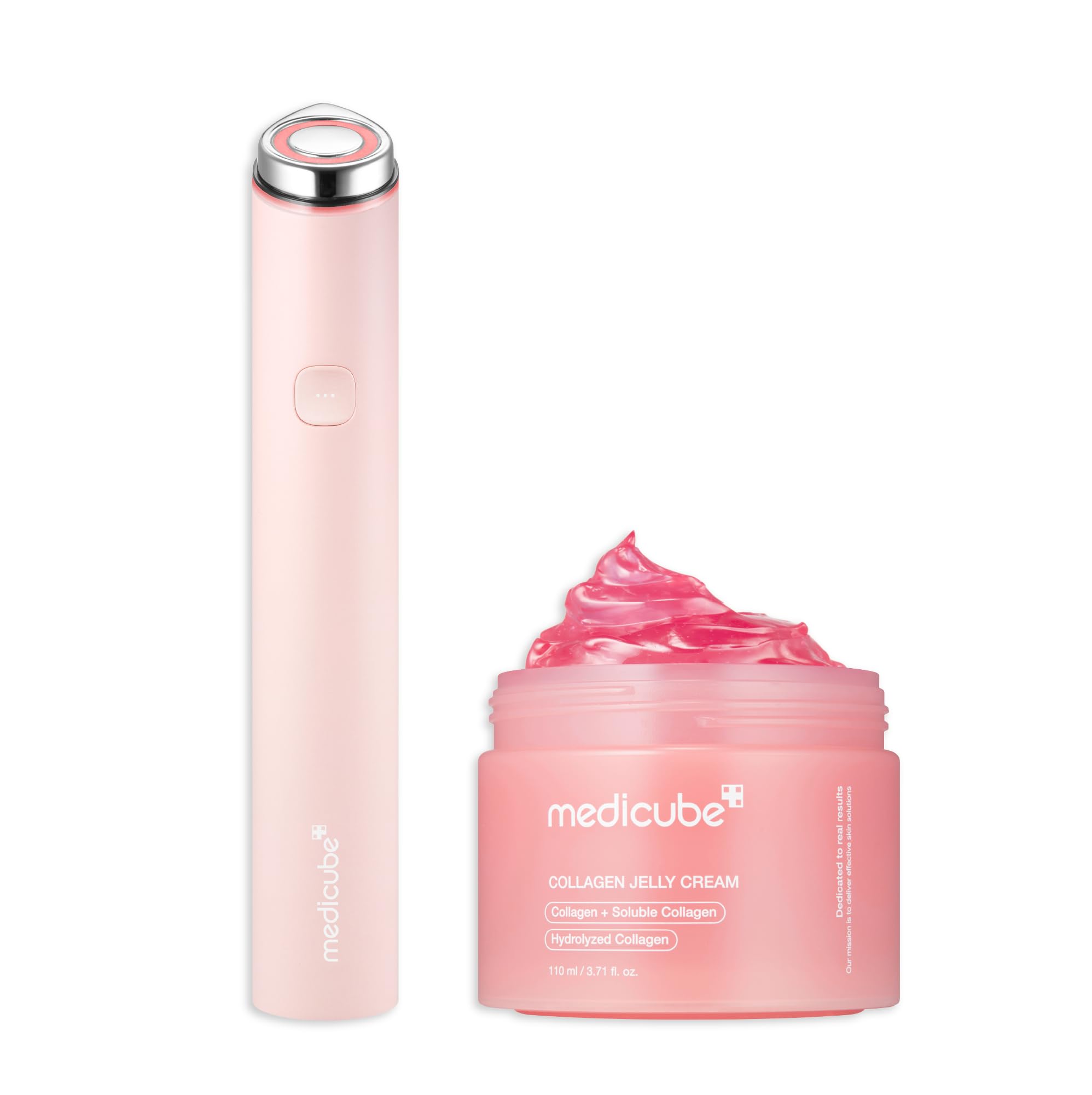 Medicube Plump & Radiant Pink Duo Set - Mini Booster Pro Pink Serum & Collagen Jelly Cream 3.71 fl.oz (110ml) for Hydrated Glowing Skin | Korean Skincare Routine for Dry & Dull Complexion