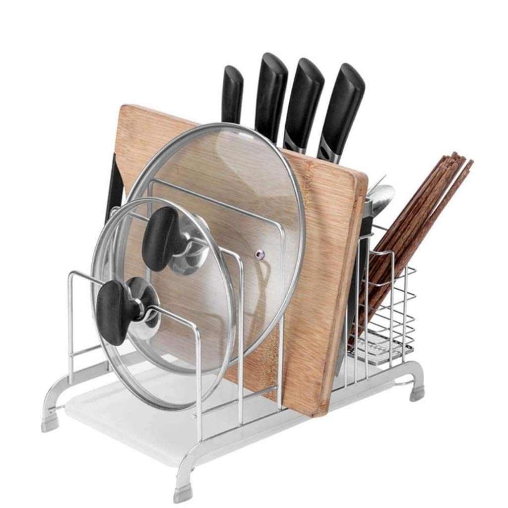 Premium Stainless Steel Kitchen Cutting Board Rack & Organizer - Heavy Duty Storage for Cutting Boards, Frying Pans, Pot Lids - Space Saving Solution for Countertop, Pantry & Cabinet Organization