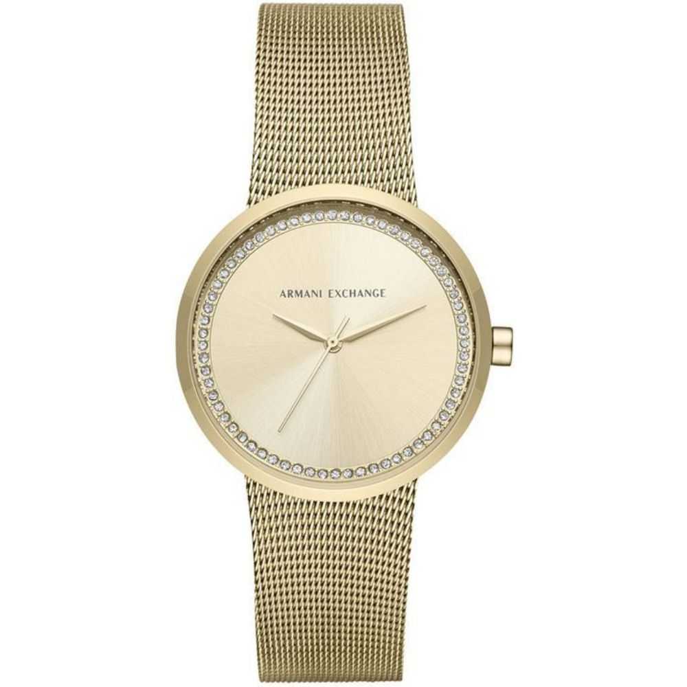 ARMANI EXCHANGE AX4502 Women's Gold Stainless Steel Analog Quartz Watch - Elegant Fashion Accessory for Work & Evening Events