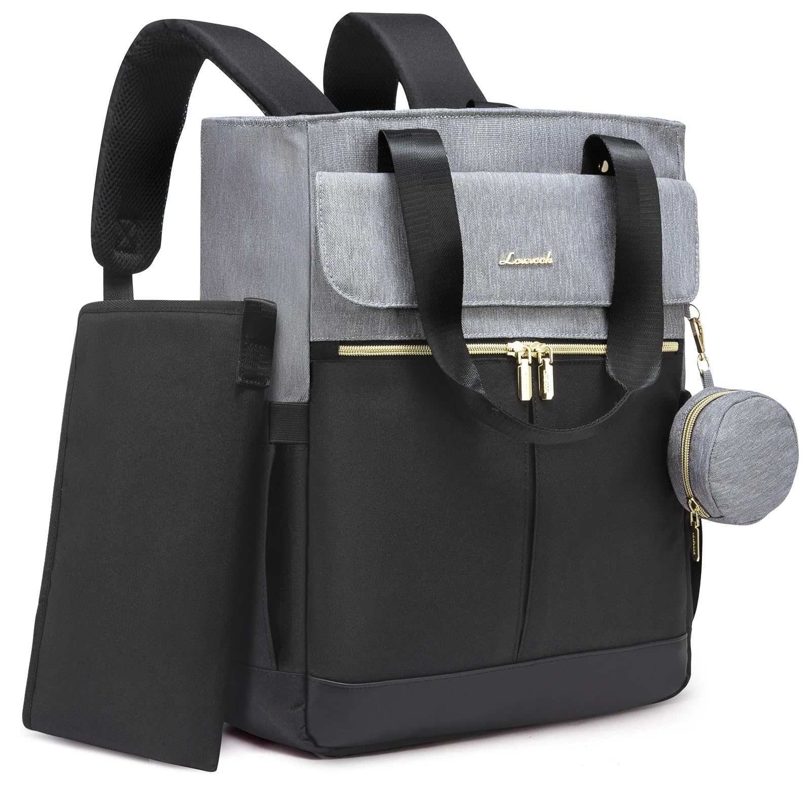 Kumini LOVE2024 Multifunctional Baby Changing Backpack for Women - Waterproof Diaper Bag, Maternity & Travel Backpack, Black Grey - Perfect for Nursing Moms, Daycare & Family Outings