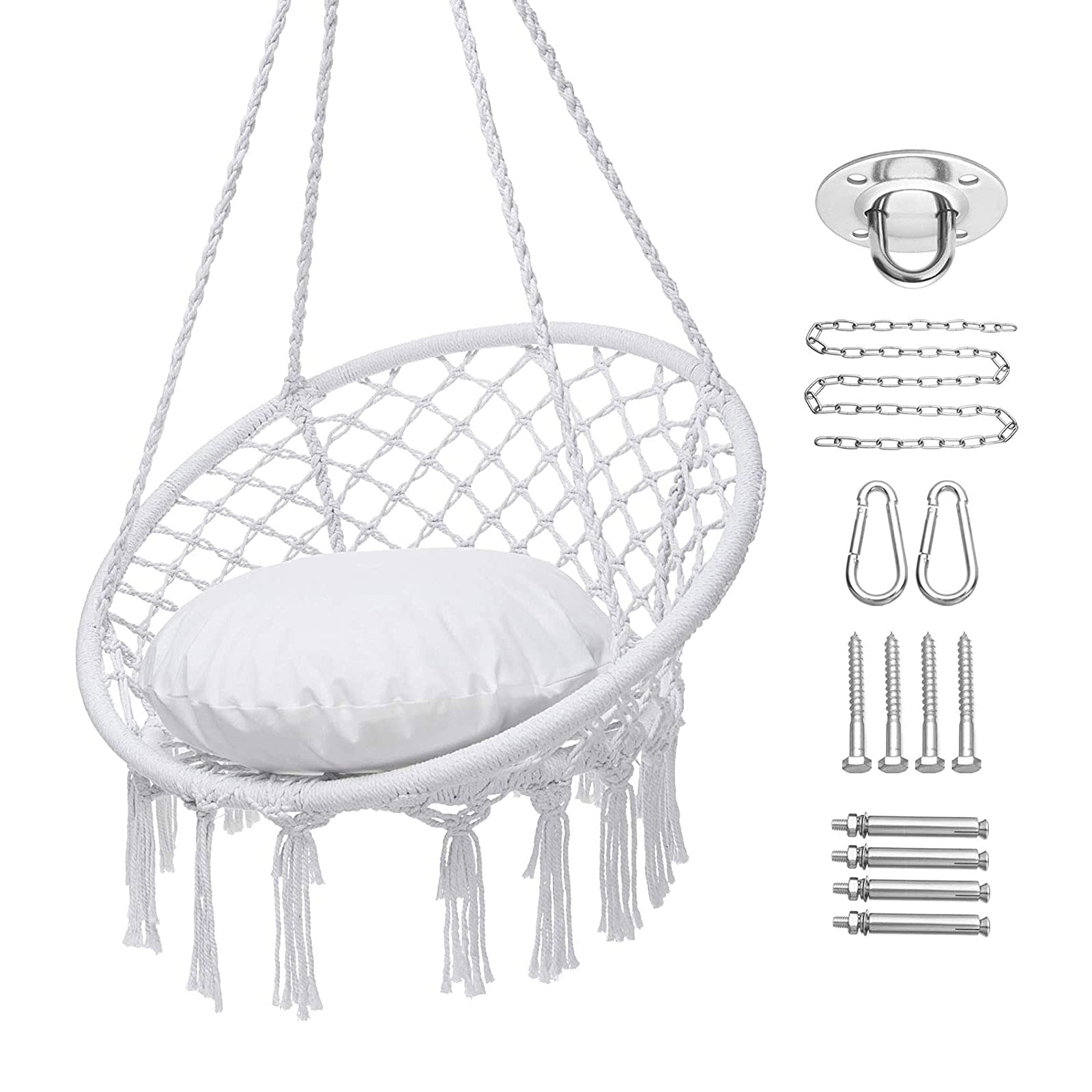 Premium Hanging Hammock Chair - 330 lbs Weight Capacity, Comfortable & Durable Rope Swing for Indoor/Outdoor Use - Perfect for Patio, Garden, Balcony & Relaxation Spaces
