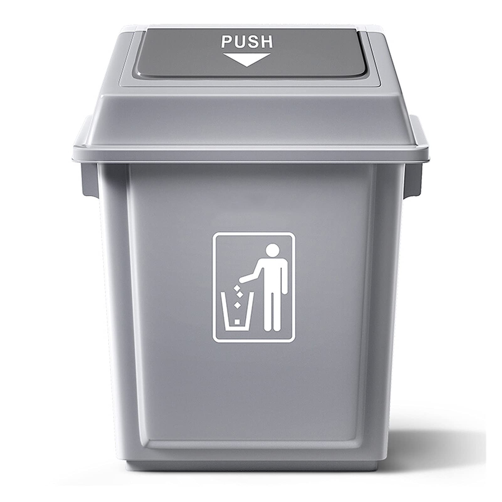 Zxb-Shop Swing-Top Lid Trash Can - 13 Gallon Kitchen Garbage Bin with Lid, Commercial Grade Untouchable Square Recycling Container for Home & Office Use, Durable Gray Trash Can for Kitchen, Bathroom & Outdoor Waste Disposal