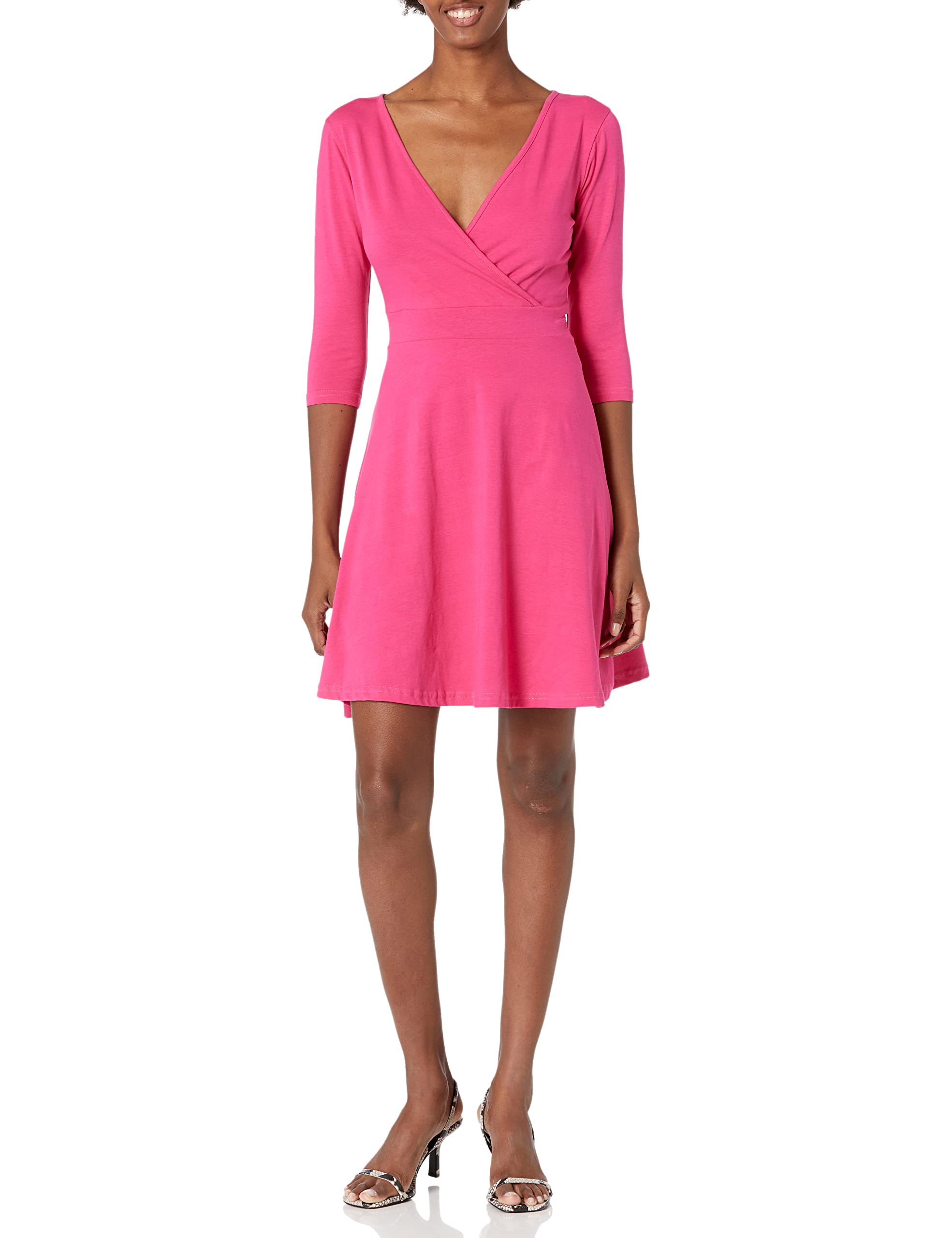 Lunarable Women's Cross Wrap A-Line Long Sleeve Dress - Elegant Flowy Midi Dress for Casual Outings, Date Nights & Special Occasions