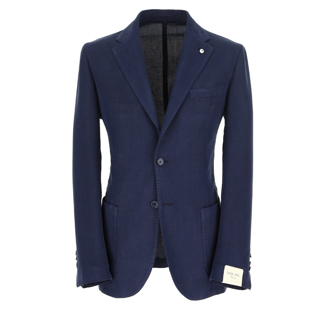LUBIAM 1911 Garment Dyed Cotton Blazer for Men - Navy Blue Slim Fit Casual Sport Coat - Perfect for Business Casual, Office Wear & Smart Outfits