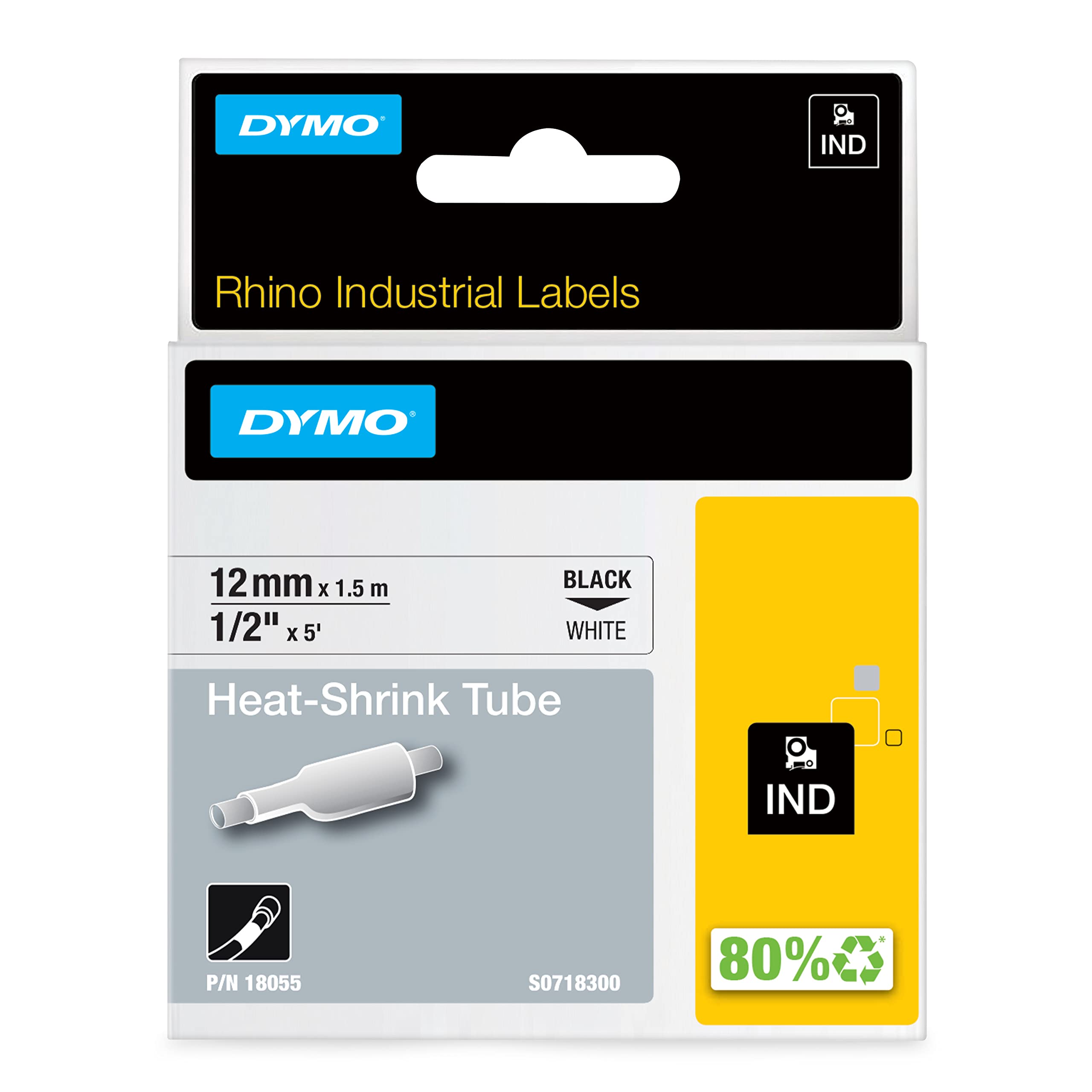 DYMO Industrial Heat Shrink Tubes for DYMO LabelWriter & Industrial Label Makers - 1/2
