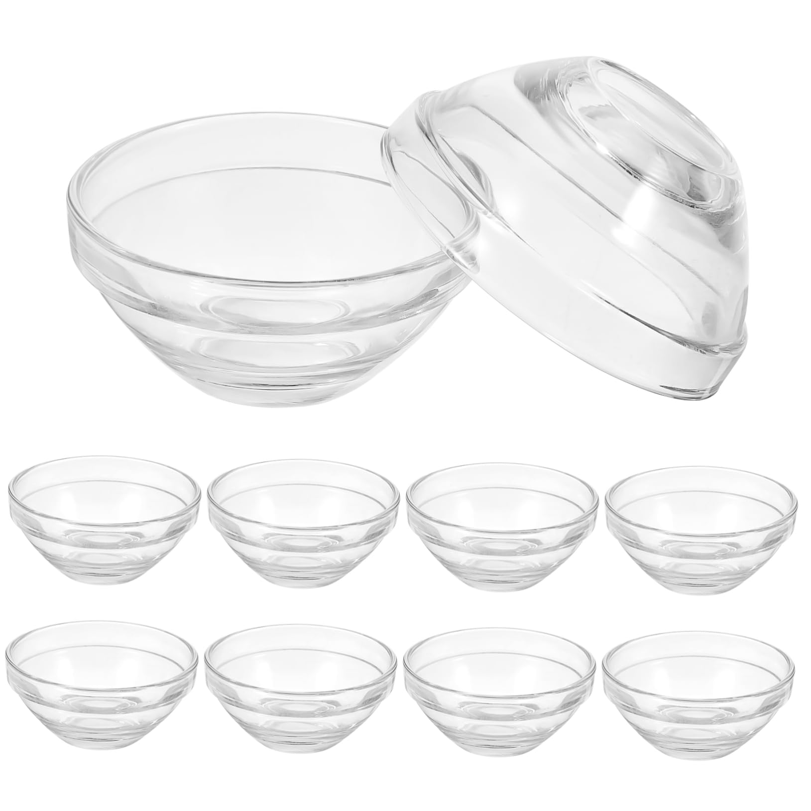 10-Piece Transparent Glass Mask Mixing Bowls - Small Facial Dishes for Black Tea Masks, Moisturizers, Fruit & Sauce - Kitchen Storage & Beauty Organizer (Perfect for DIY Skincare, Food Prep & Serving)