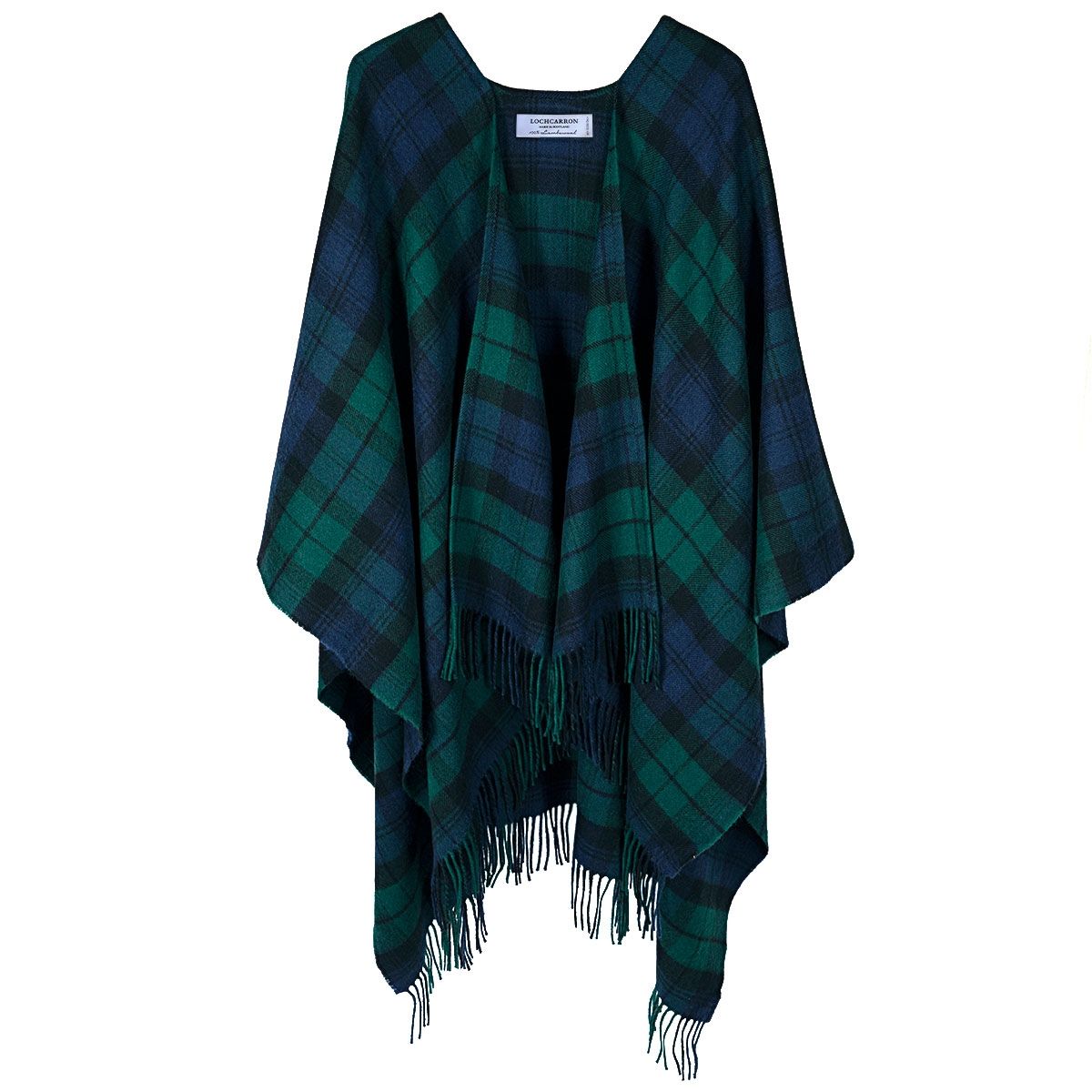 Alice Black Watch Modern Tartan Lambswool Serape Wrap - Stylish Scottish Plaid Shawl for Women - Perfect for Fall, Winter & Outdoor Adventures