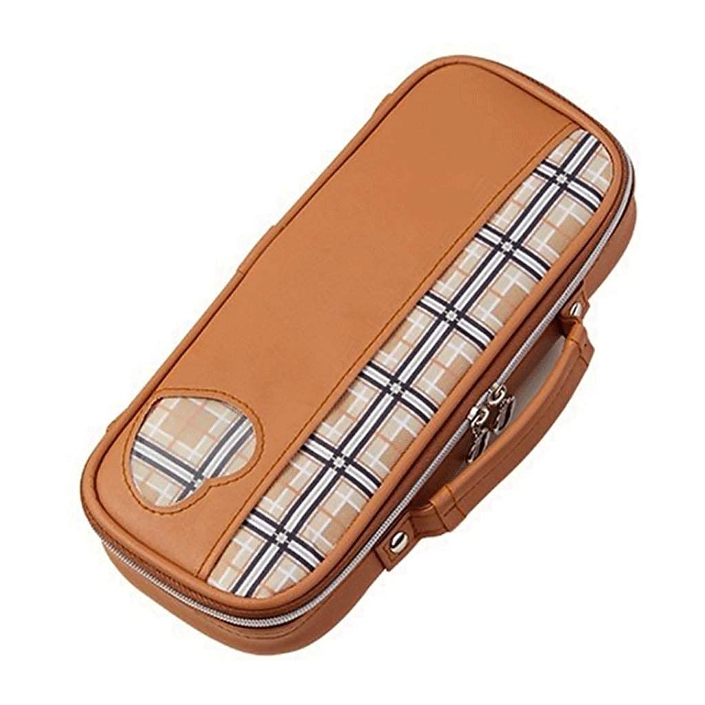 Creative Large Storage Zipper Pencil Case for School - Simple Style Pen Bag with Multiple Pockets for Boys & Girls (Navy/Love Brown) - Perfect for Organizing Pens, Markers & School Supplies in Classroom or Home Study