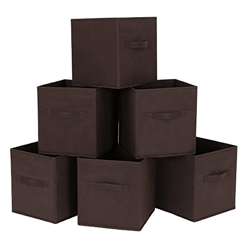 TINKSKY 6-Pack Foldable Fabric Storage Bins - Collapsible Organizer Cubes for Toys, Books & Home Organization (Coffee) - Perfect for Closet, Nursery & Playroom Storage Solutions