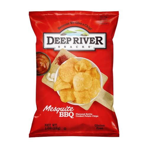 Deep River Snacks Mesquite BBQ Kettle Cooked Potato Chips - Gluten Free, Non-GMO, 1-Ounce Bags (Pack of 80) - Perfect for Parties, Snacking & Road Trips