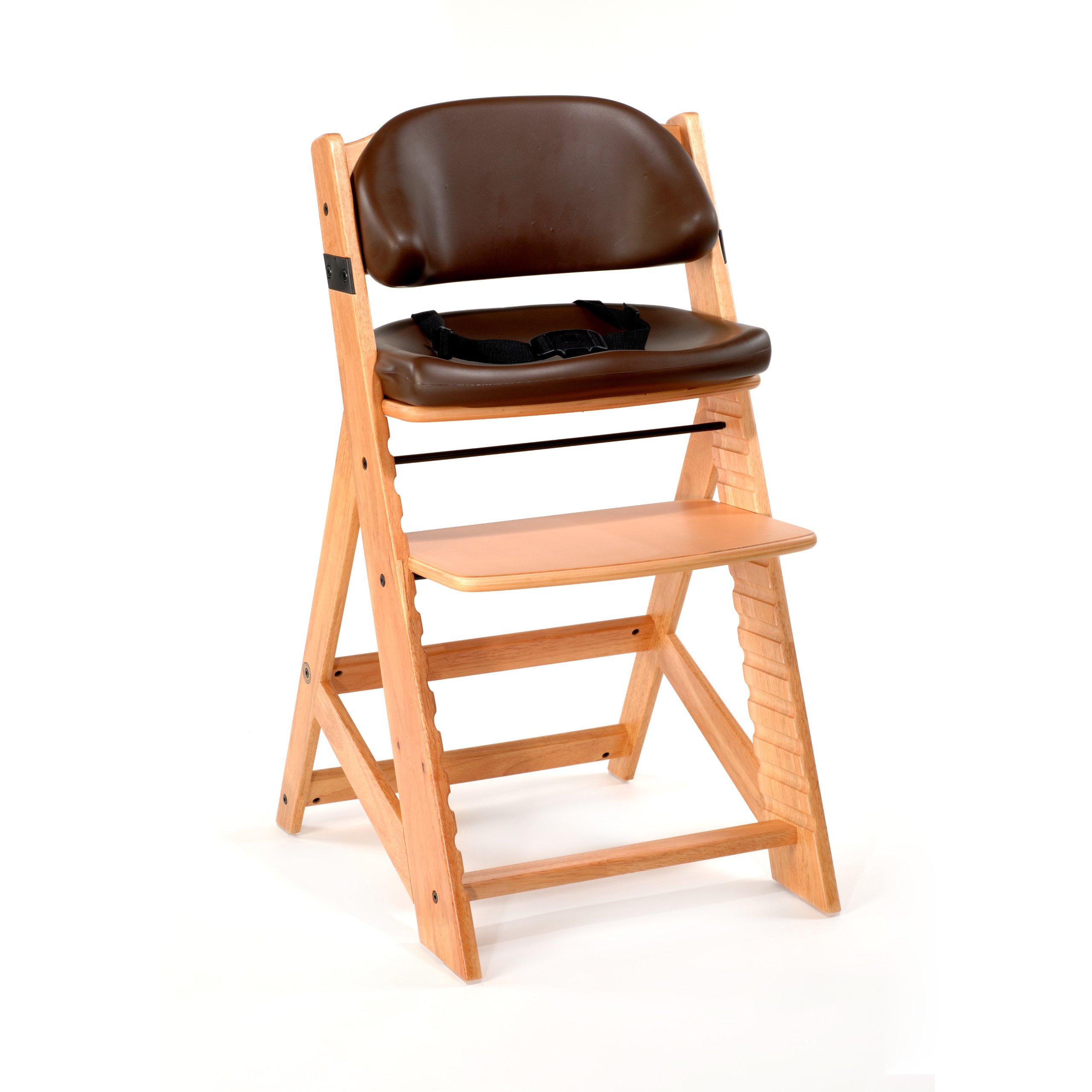 Keekaroo Height Right Adjustable Kids High Chair with Comfort Cushions - Natural & Chocolate Wooden Baby Feeding Seat (0055205KR-0002) | Perfect for Dining, Weaning & Playtime at Home