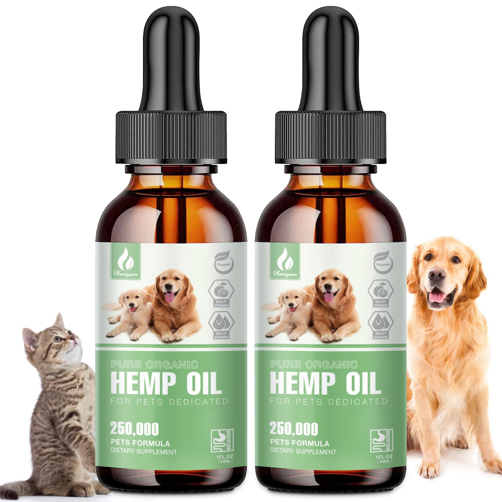 Organic Hemp Oil for Dogs & Cats - Natural Anxiety & Pain Relief Supplement - Supports Joint Health & Calming - Perfect for Pets with Stress, Arthritis or Mobility Issues