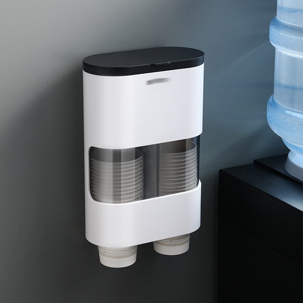 Automatic Cup Holder Dispenser - Punch-Free Wall Mounted Paper Cup Rack for Kitchen & Office (Black) | Perfect for Water Coolers, Coffee Stations & Home Organization