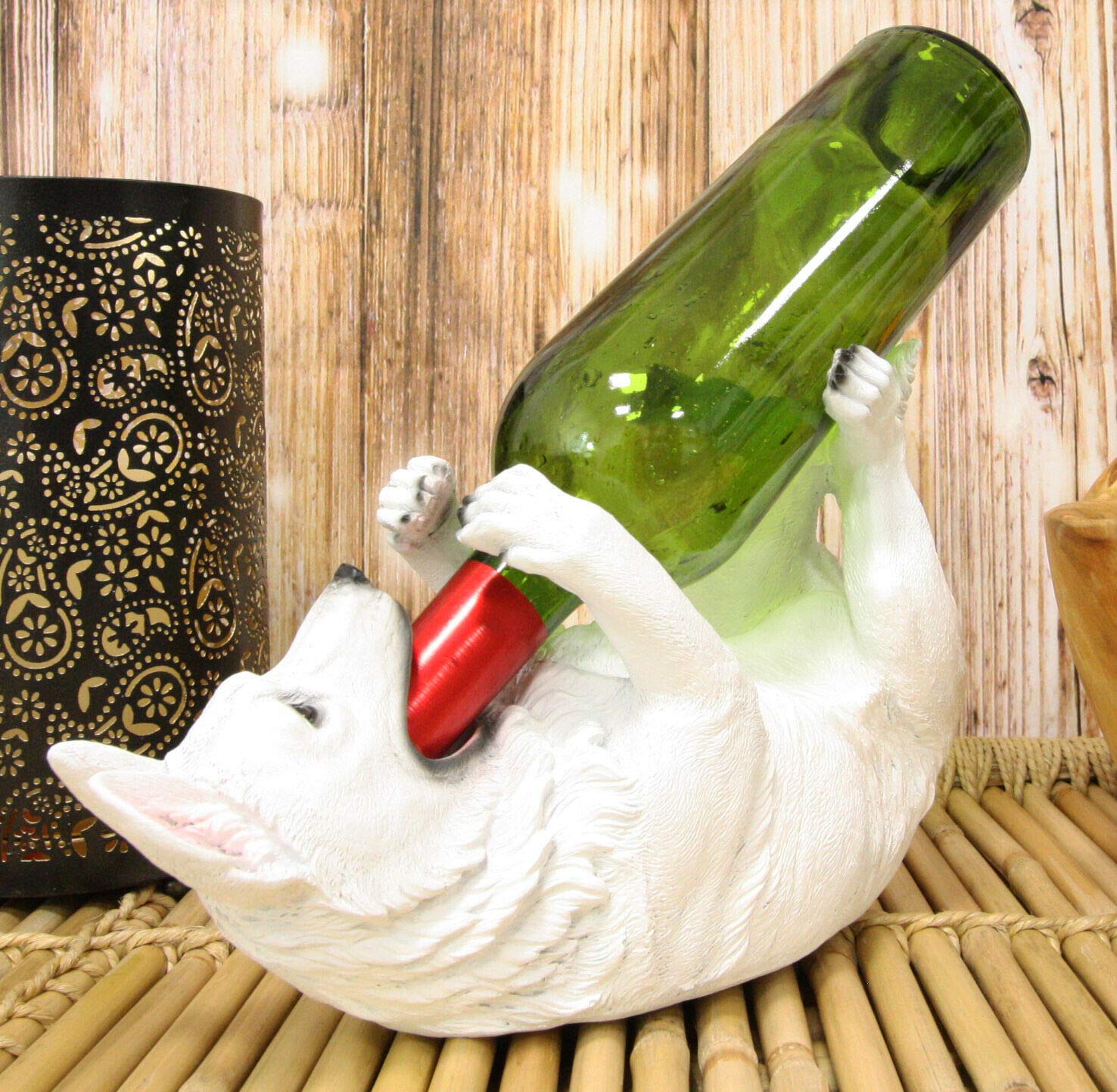 Premium German Shepherd Dog Wine Bottle Holder - White Coat Canine Decor for Kitchen, Bar & Dining Room - Unique Gift for Dog Lovers & Home Decor Enthusiasts