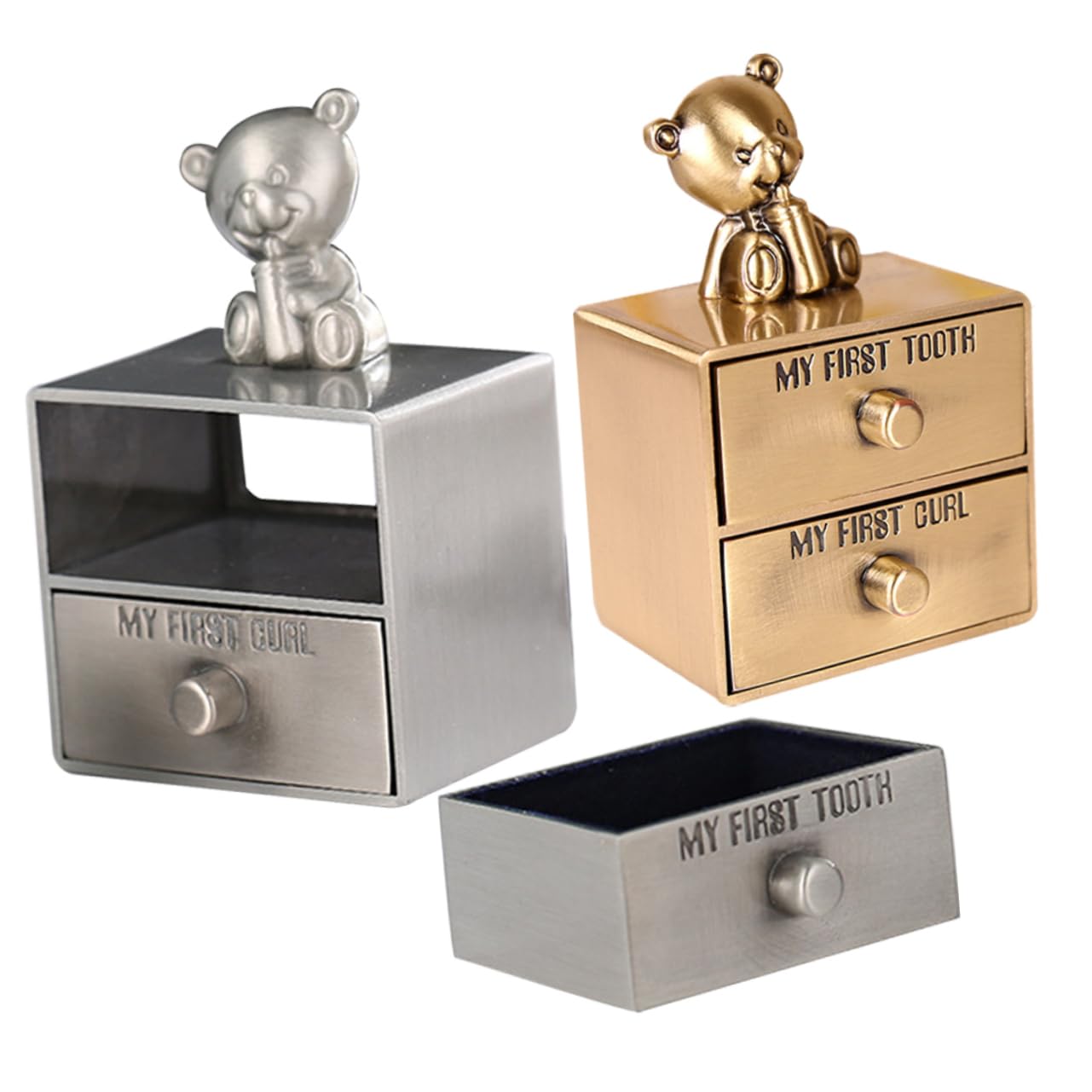 HEMOTON 2 Pack Baby Tooth Keepsake Box - Metal First Tooth Holder for Newborns & Kids - Perfect Baby Shower Gift & Milestone Memory Storage for First Lost Teeth