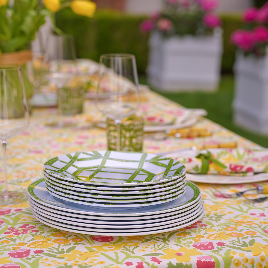 Eco-Friendly Bamboo Melamine Dinner Plates - Set of 6 | Durable & Lightweight Dishware for Everyday Use, Outdoor Picnics & Party Serving