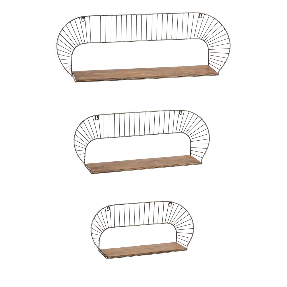 Industrial Twisted Metal and Wood Wall Shelves Set of 3 - Rustic Farmhouse Decor for Living Room, Bedroom, or Office Storage | Cape Craftsmen