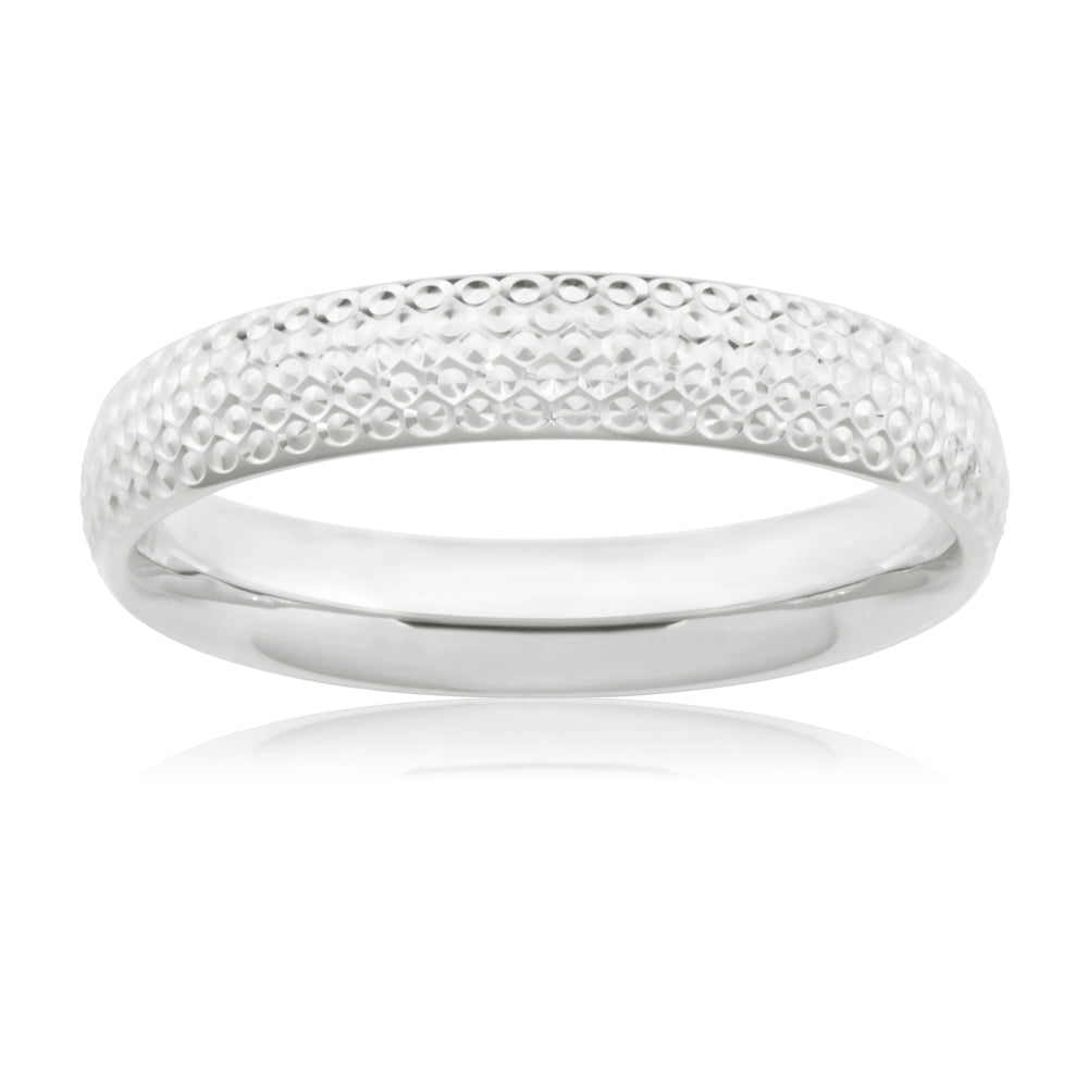 9ct White Gold Diamond Cut Ring for Women - Elegant Wedding, Engagement & Anniversary Jewelry Gift
