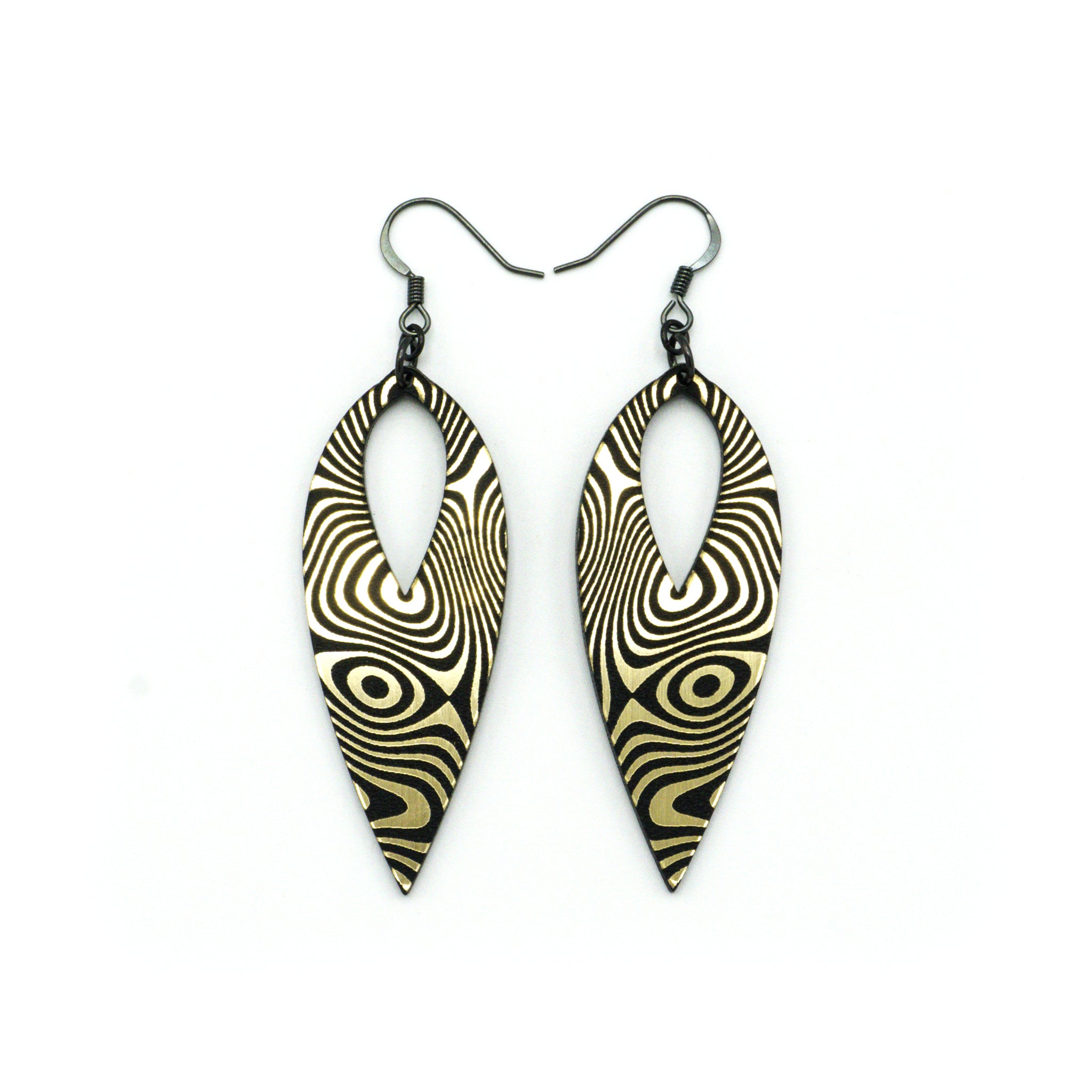 Nativas 34R Acrylic Earrings - Brushed Gold & Black Hoop Earrings for Women | Trendy Fashion Jewelry for Parties, Work & Everyday Wear