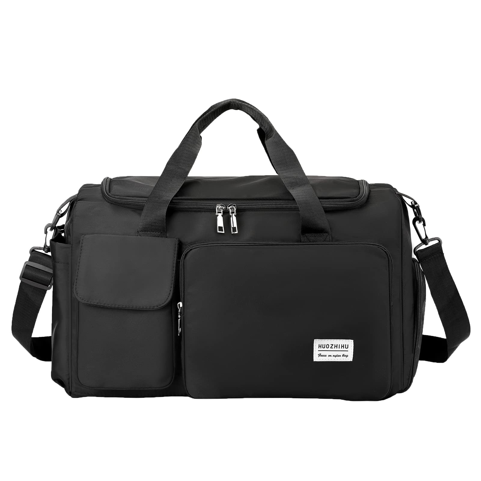 ZHIERNA Women's Travel Duffle Bag with Separate Shoe Compartment - Waterproof Sports Gym Bag & Weekender Overnight Bag for Workouts, Yoga, Travel (Black) - Perfect for Gym, Beach Trips & Weekend Getaways