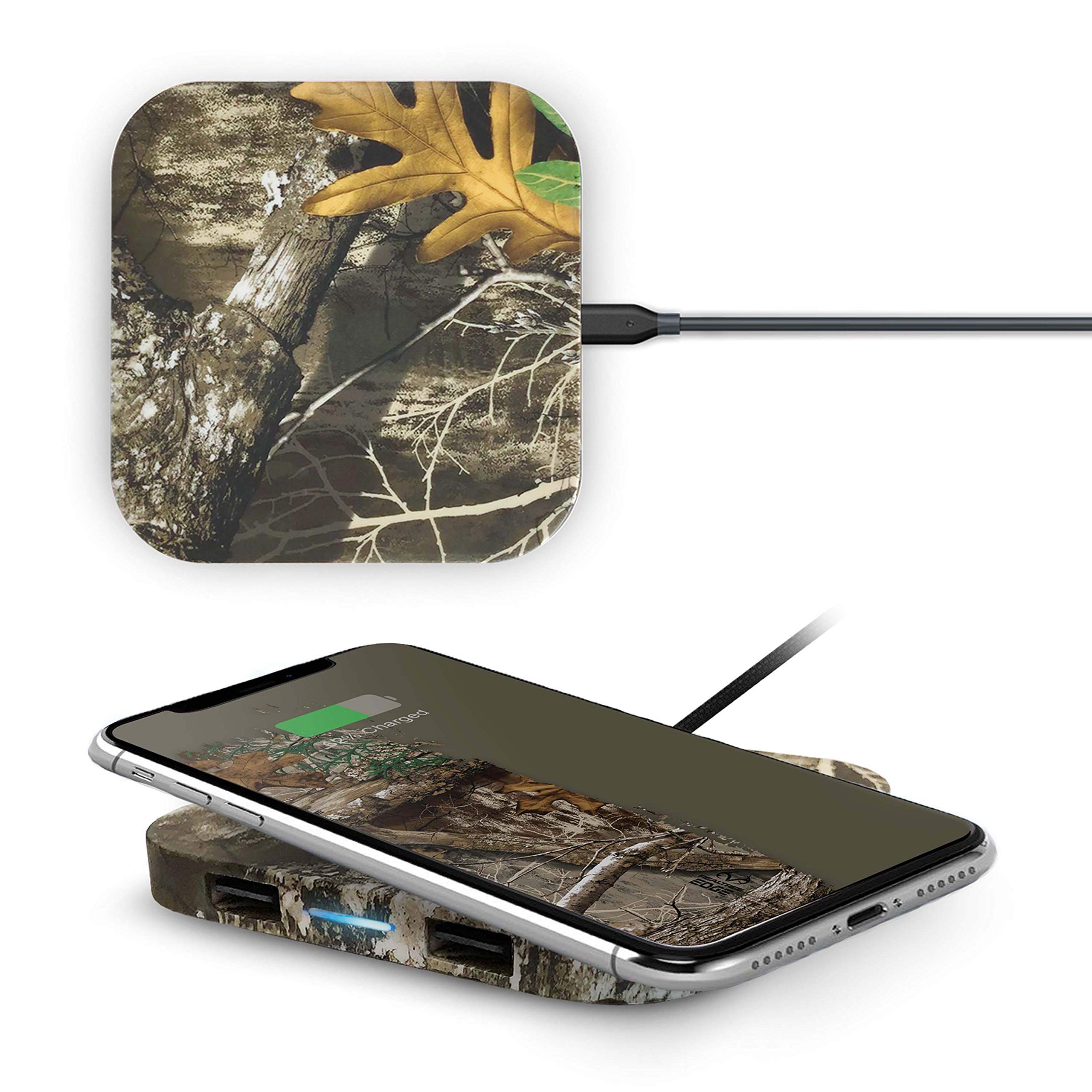 Fuse Realtree RT Qi Wireless Charger - Camouflage Design for iPhone, Samsung, AirPods - Perfect for Hunting, Camping & Outdoor Adventures