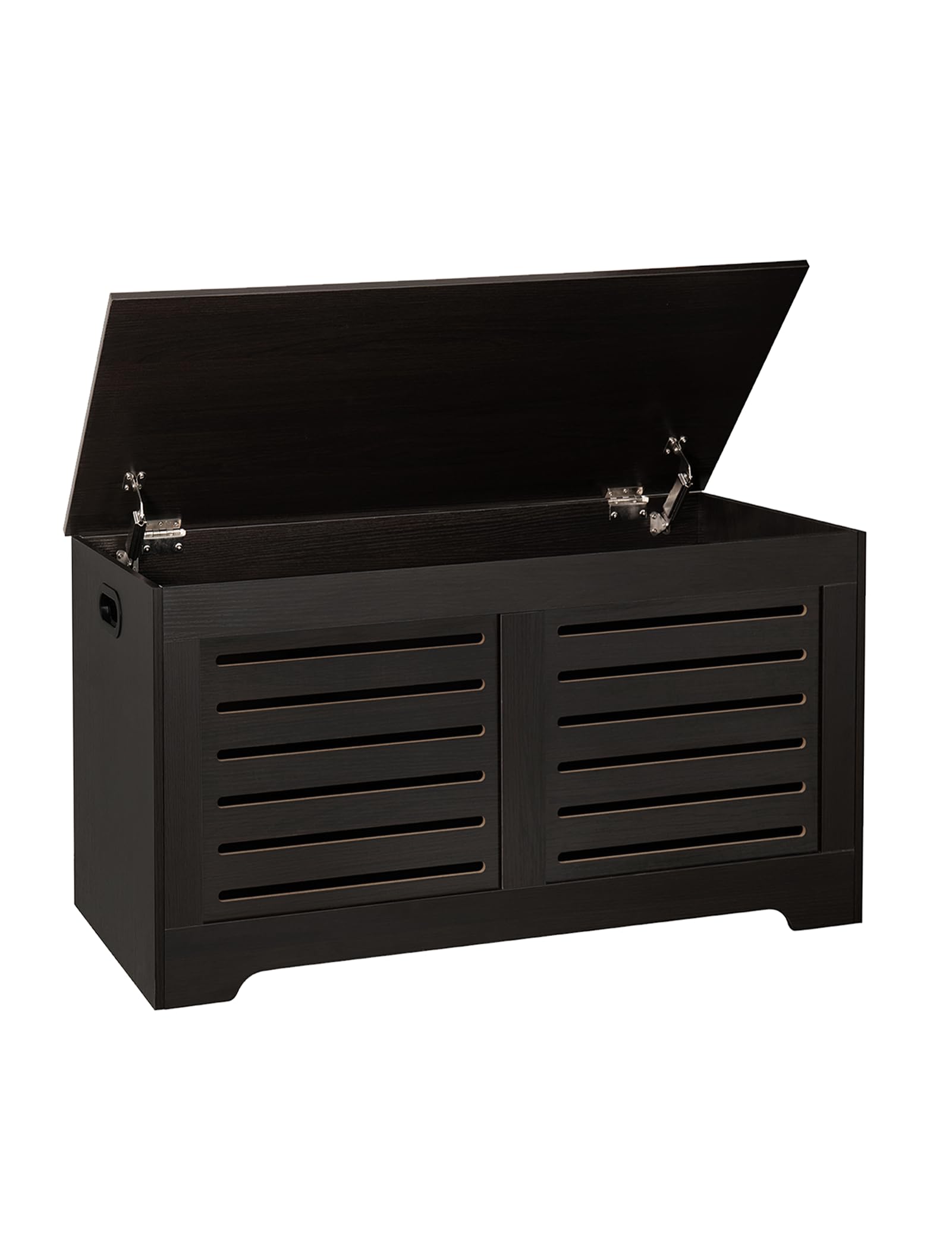 DINZI LVJ Flip-Top Wooden Storage Chest - Retro Entryway Shoe Bench with 2 Safety Hinges | Large Sturdy Toy Box & Storage Trunk for Living Room, Bedroom, Nursery | Easy Assembly Espresso Finish | Perfect for Kids' Room Organization & Entryway Seating