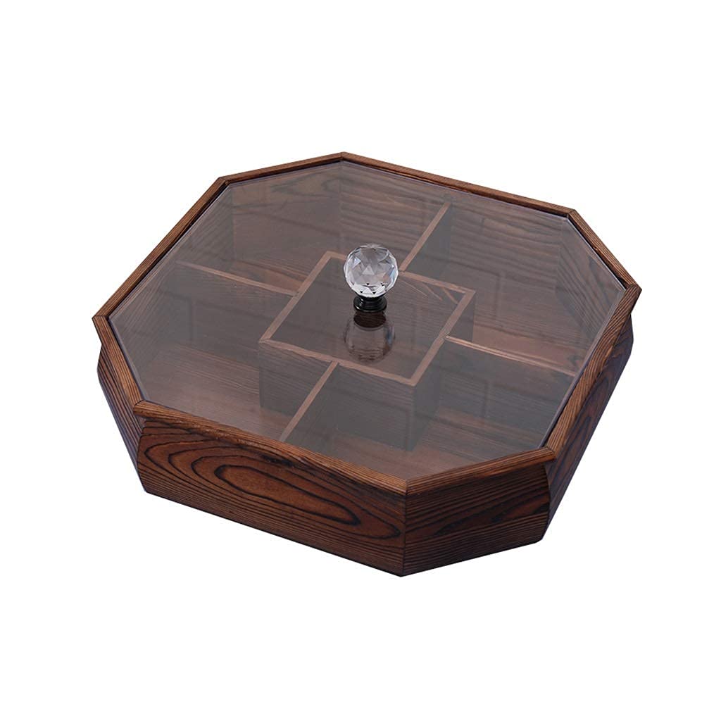 Premium Wooden Nut Bowl with Lid - Snack Serving Platter for Dried Fruits, Candy & Nuts - Party Snack Organizer & Storage Box (Brown, 28x28x7.5cm) - Perfect for Entertaining, Holiday Gatherings & Kitchen Countertop Display