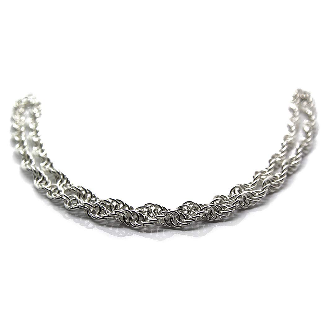 Men's Sterling Silver DNA Viking Chain Necklace - Heavy Silver Chain for Men - Trendy Viking Jewelry Gift for Him - Perfect for Casual Wear, Parties & Special Occasions