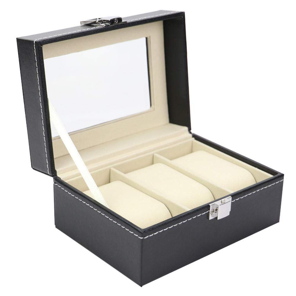 XLAHD Premium Jewelry Box - 3-Tier PU Leather Jewelry Organizer with Glass Top Display Case for Necklaces, Rings, Watches | Elegant Storage Solution for Home, Travel & Gift Giving