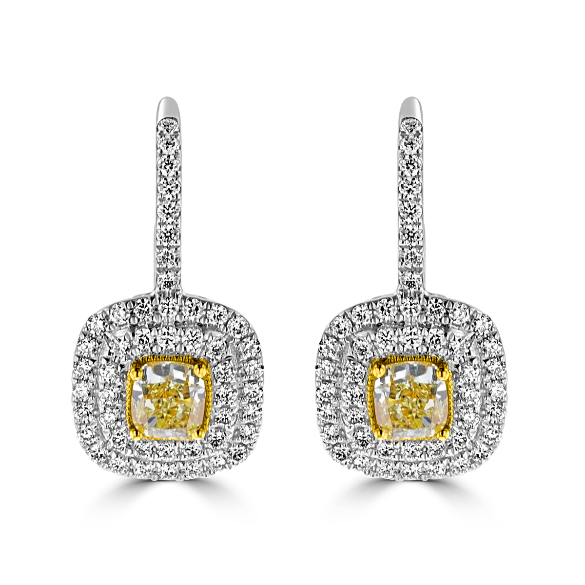 18KT Gold 1.47 CTW Yellow & 1.02 CTW Diamond Earrings – Luxury Stud Earrings for Women, Perfect for Weddings, Parties & Special Occasions